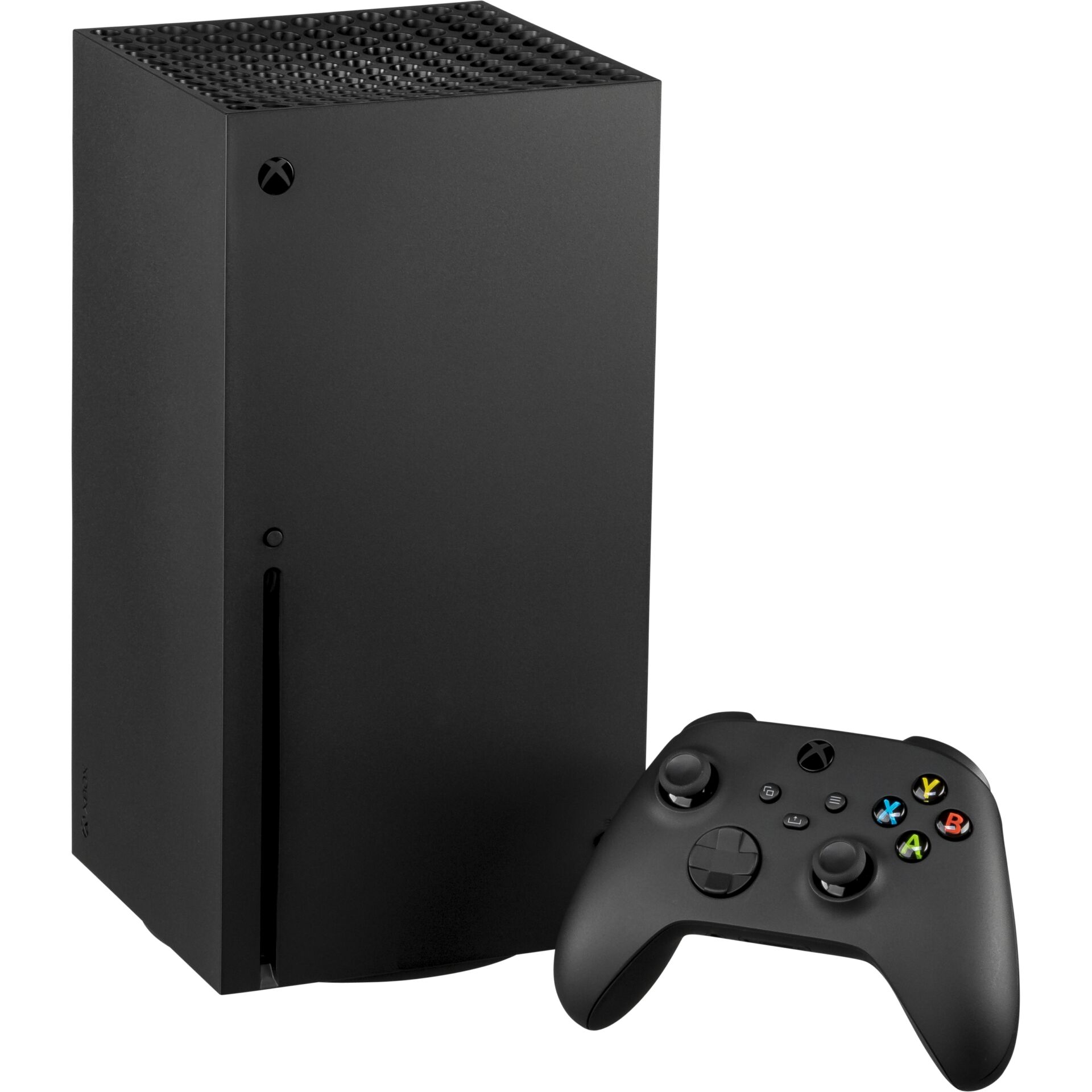 Gaming Konsole, Xbox Series X, vertikal ausgerichtet, Controller enthalten, schwarz