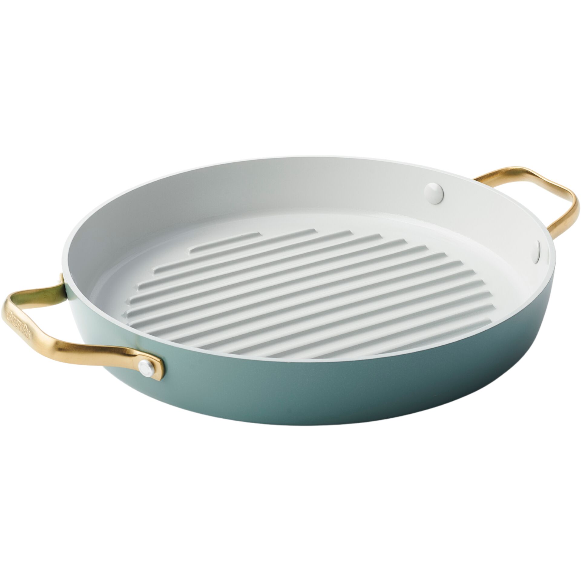 Bratpfanne, Grillpfanne, Grillpfannenboden, Edelstahl, gebürstete Griffe