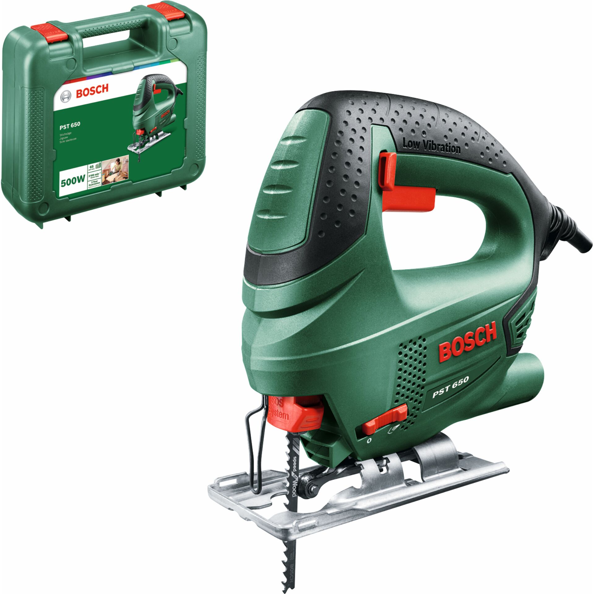 Stichsäge, PST 650, Kabelgebundene Säge, Bosch, Grün/Schwarz