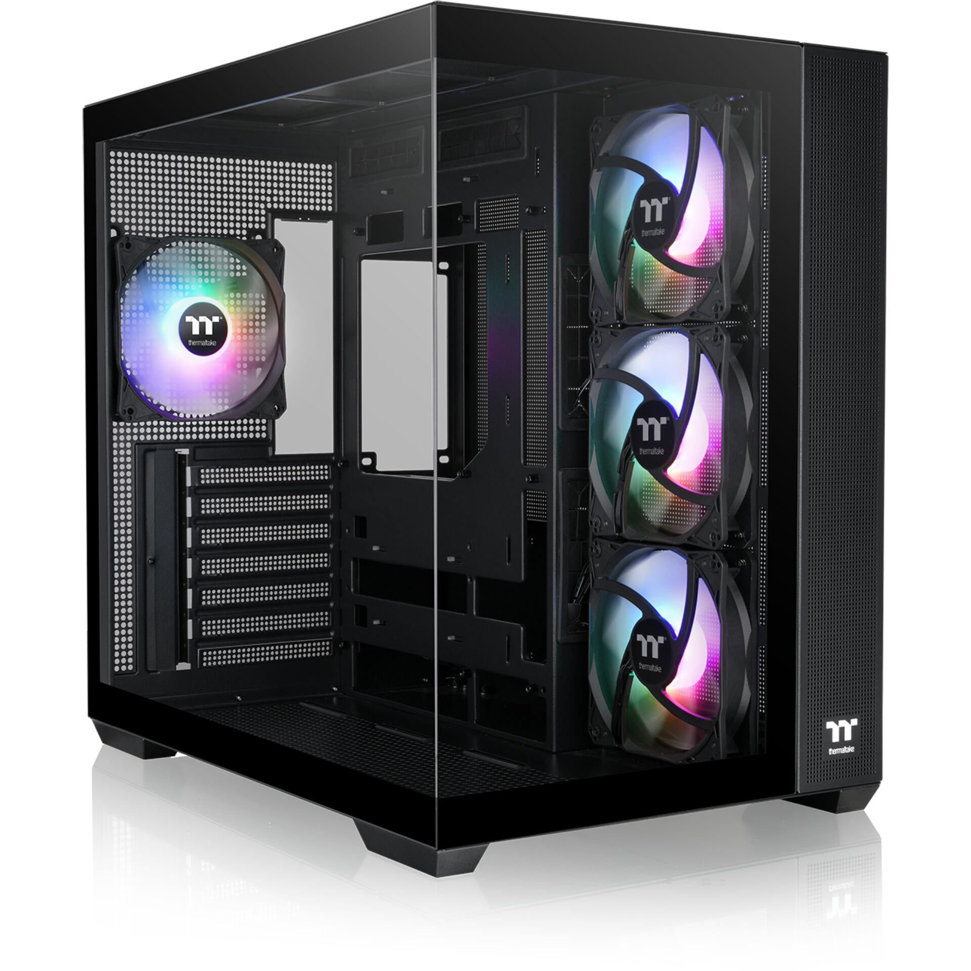 PC-Gehäuse, ATX-Formfaktor, RGB-Lüfter, Glas-Seite, Lüfter-3x