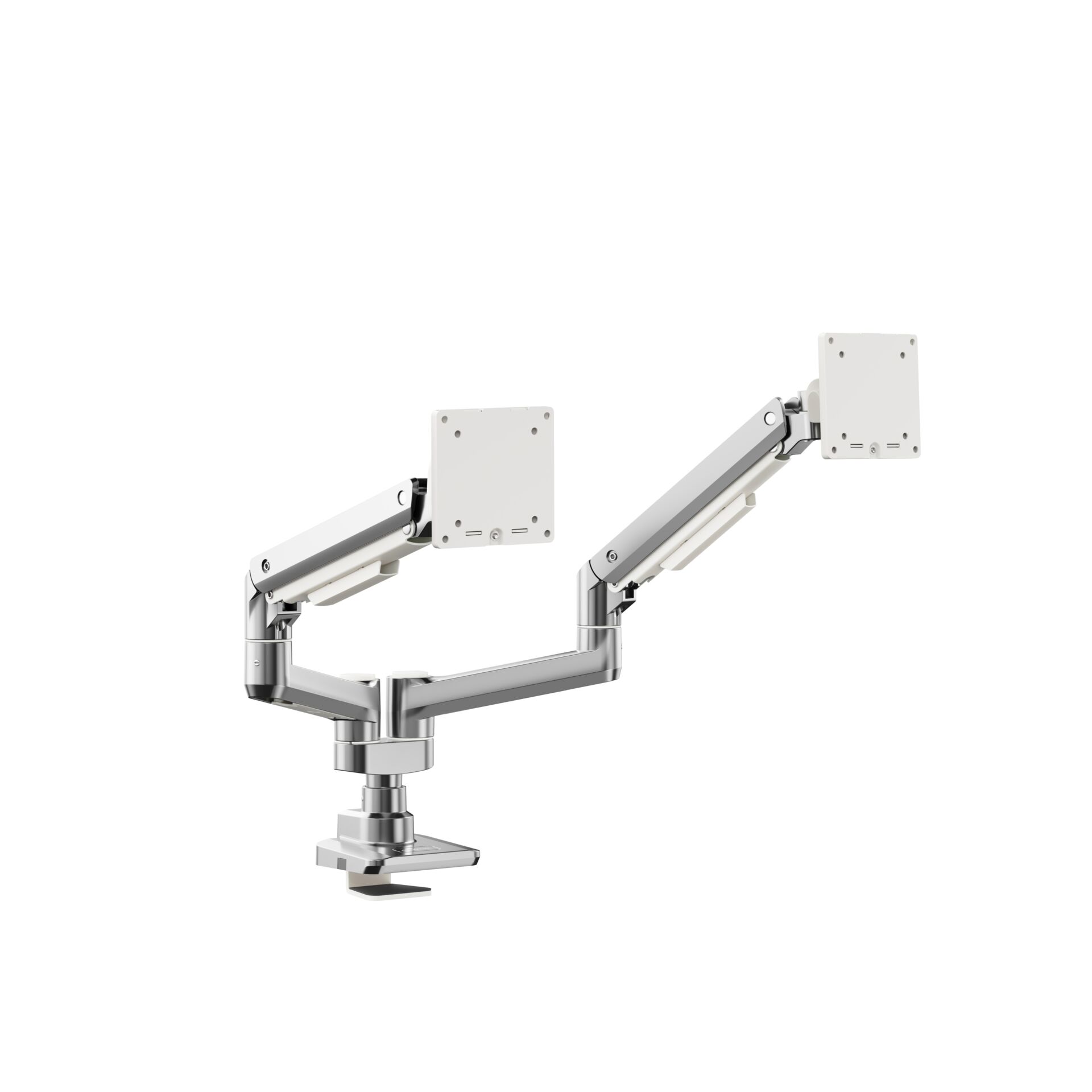 monitor arm, dual arms, adjustable, metallisch, klemmbefestigung