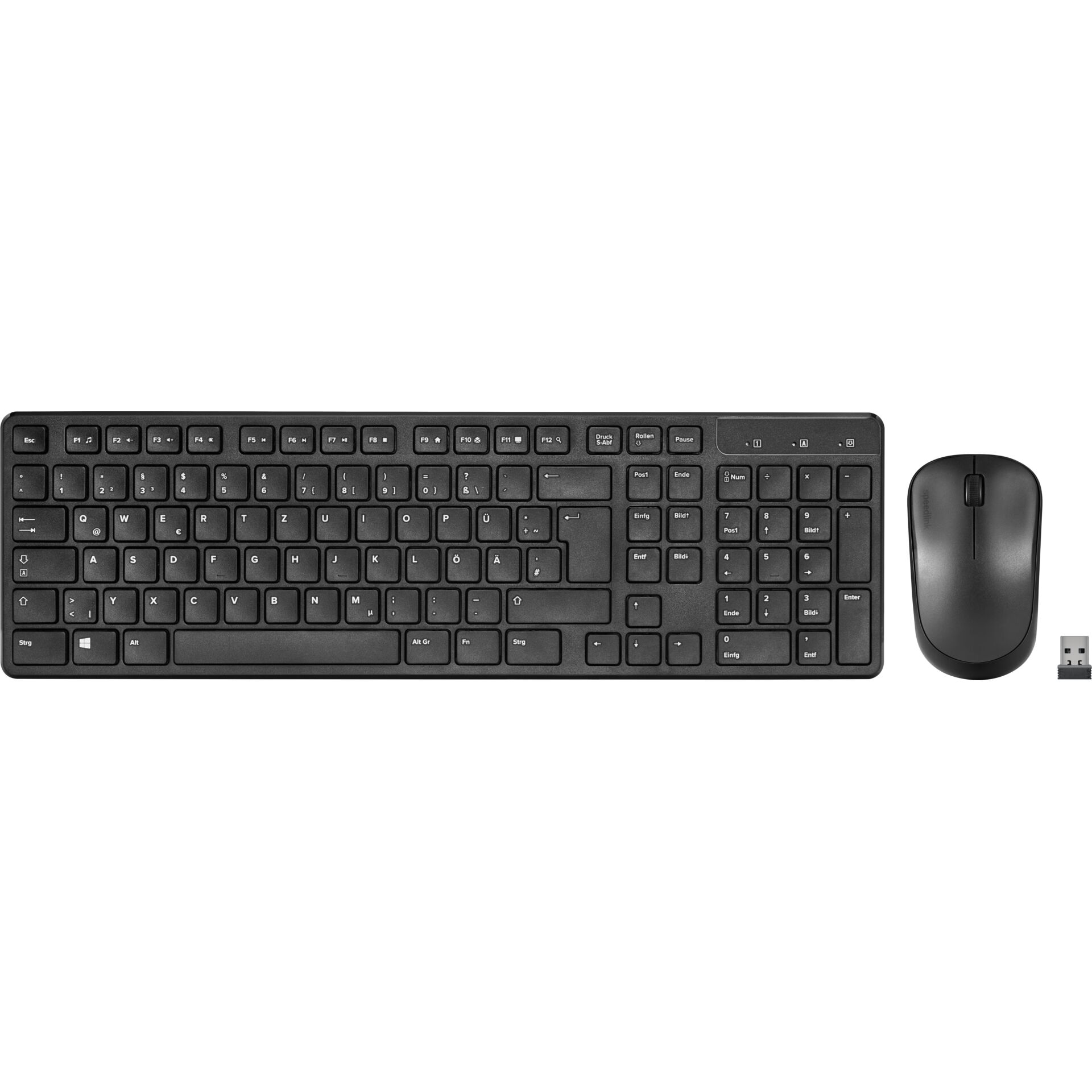 Tastatur, Kabellos, QWERTZ, Schwarz, Mausset