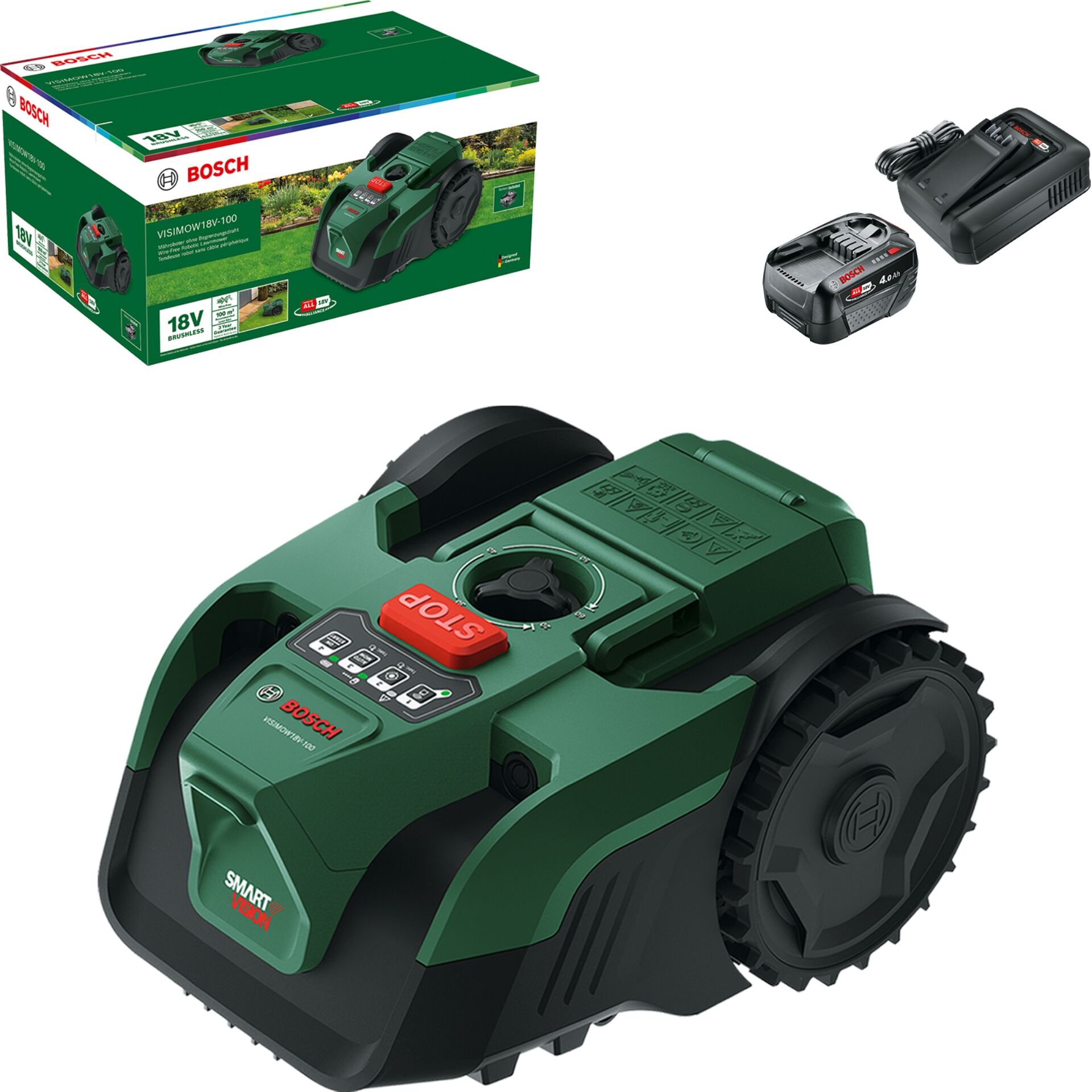 Rasenmäher, Roboterrasenmäher, Akkubetrieben, 18V, bürstenlos