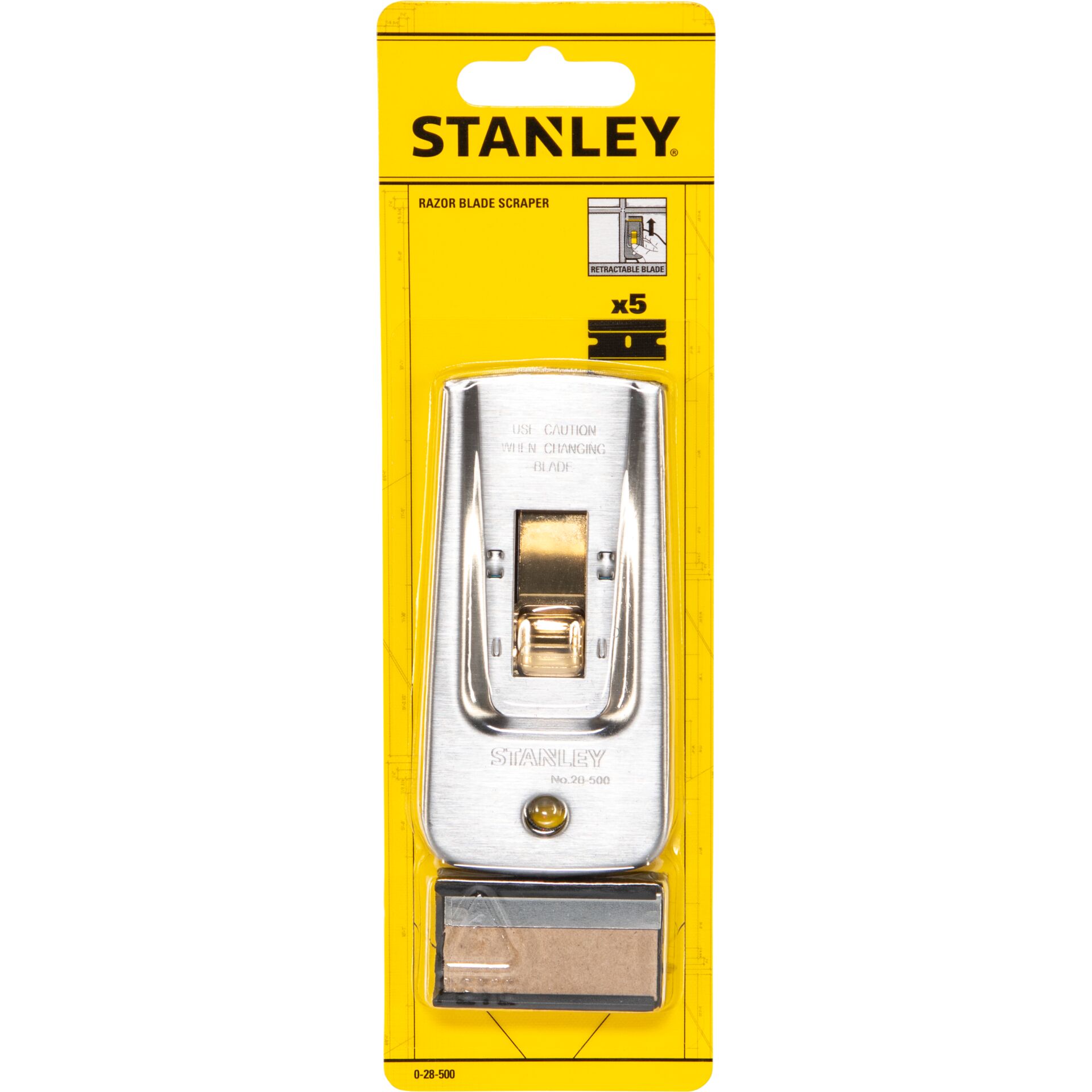 Stanley, Rasierklingen-Schaber, Metallkörper, Gelbes Paket, Aufziehbare Klinge