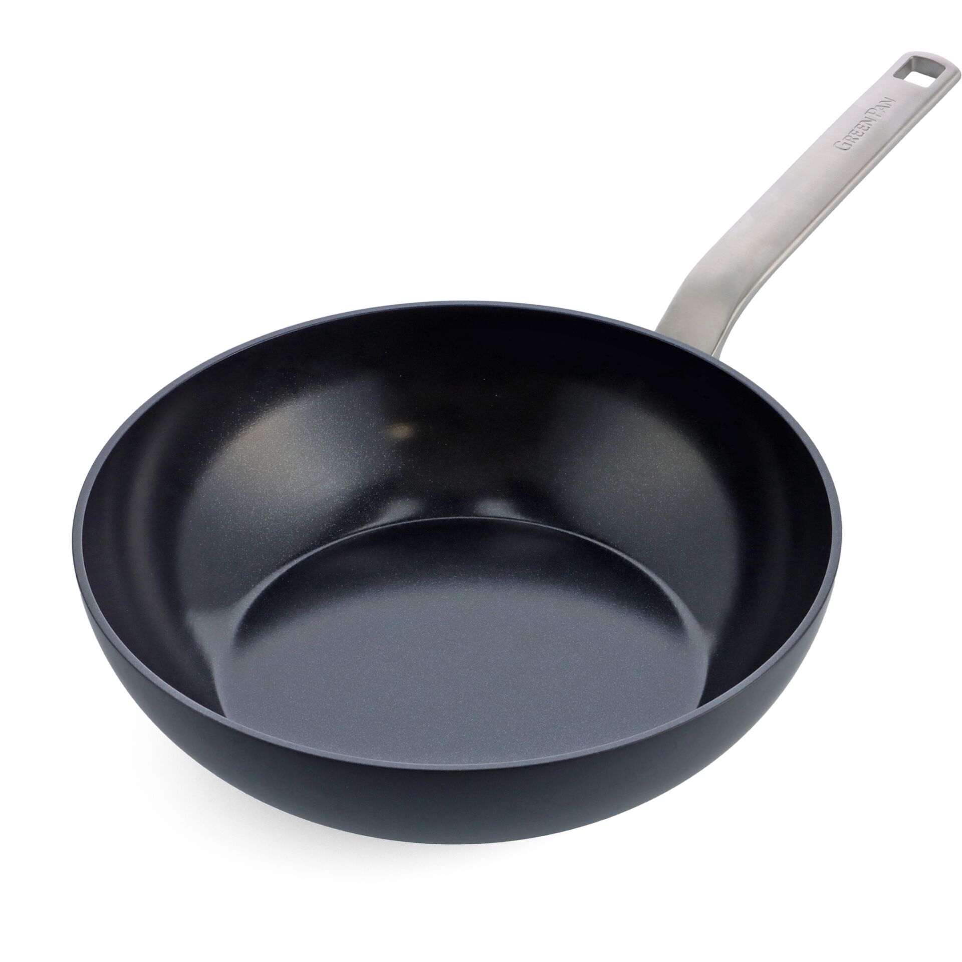 Pfanne, Bratpfanne, Antihaft, Stahlgriff, Rundboden