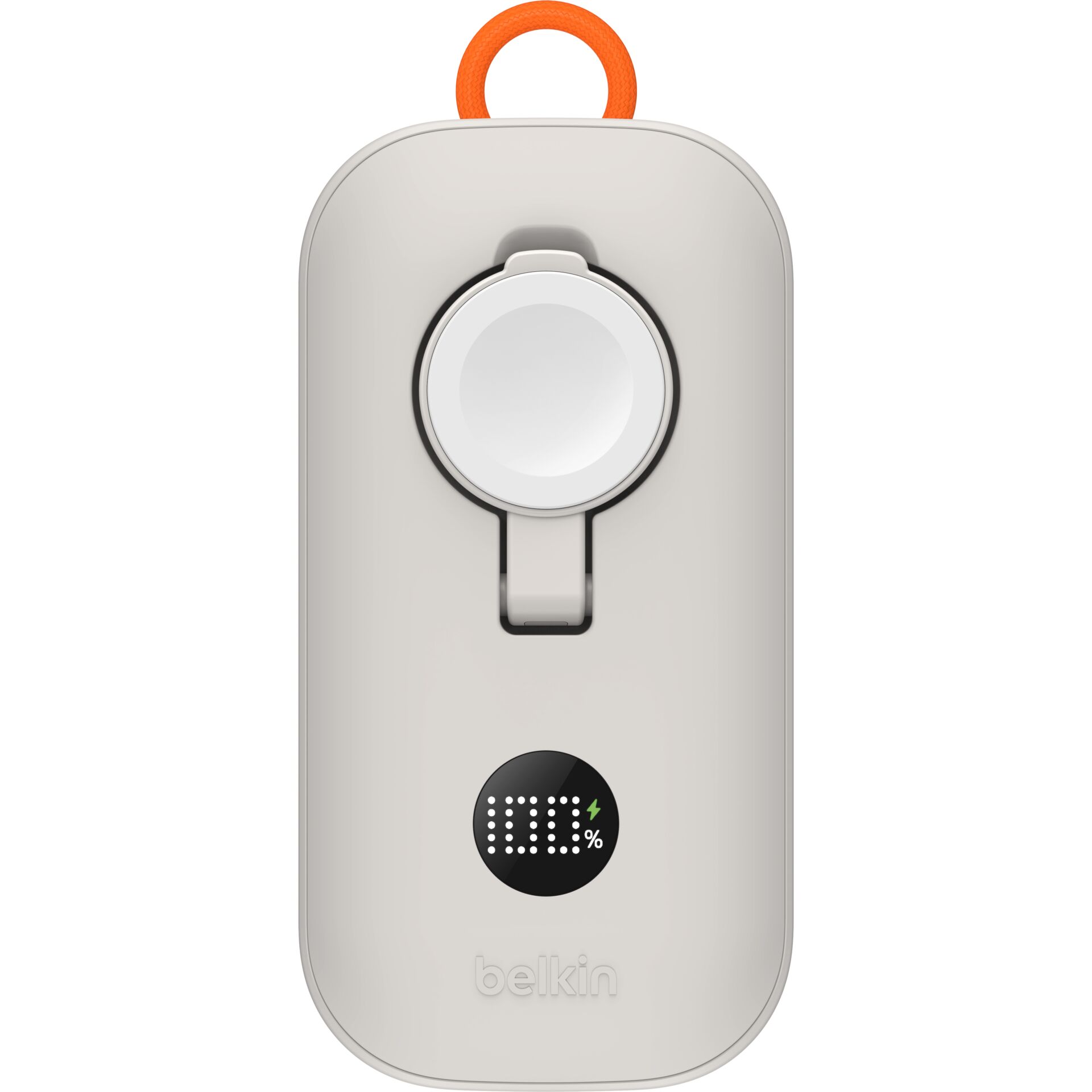 Powerbank, Tragbares Ladegerät, USB-C, Digitalanzeige, orangeener Griff