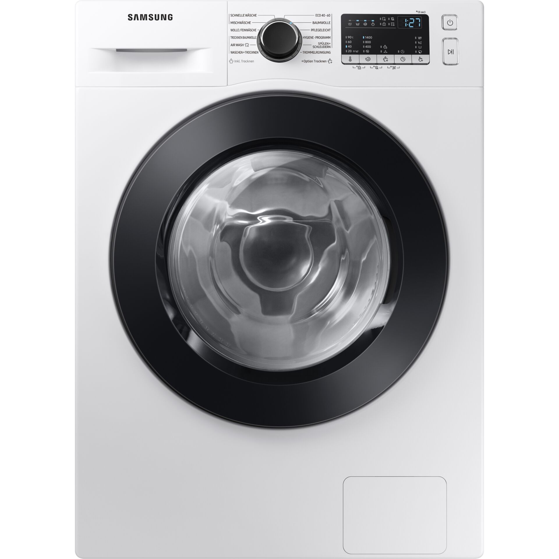 Waschmaschine, Frontlader, Gehäuseweiß, Waschprogramm, Drehring