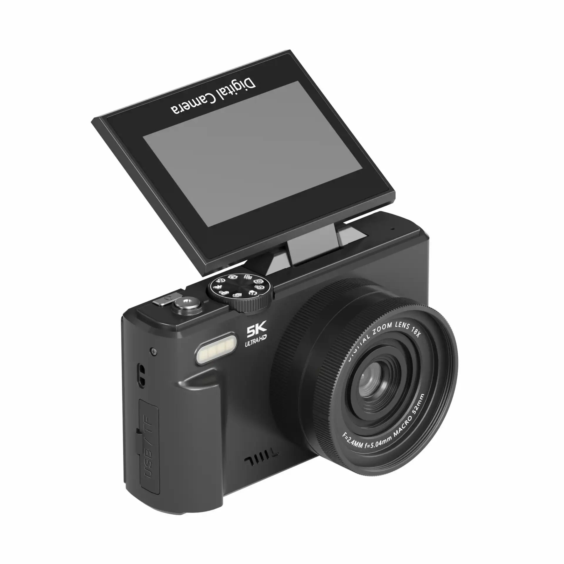 digitalkamera, 5K, zoommotor, klappbares display, mikro usb, ultra hd