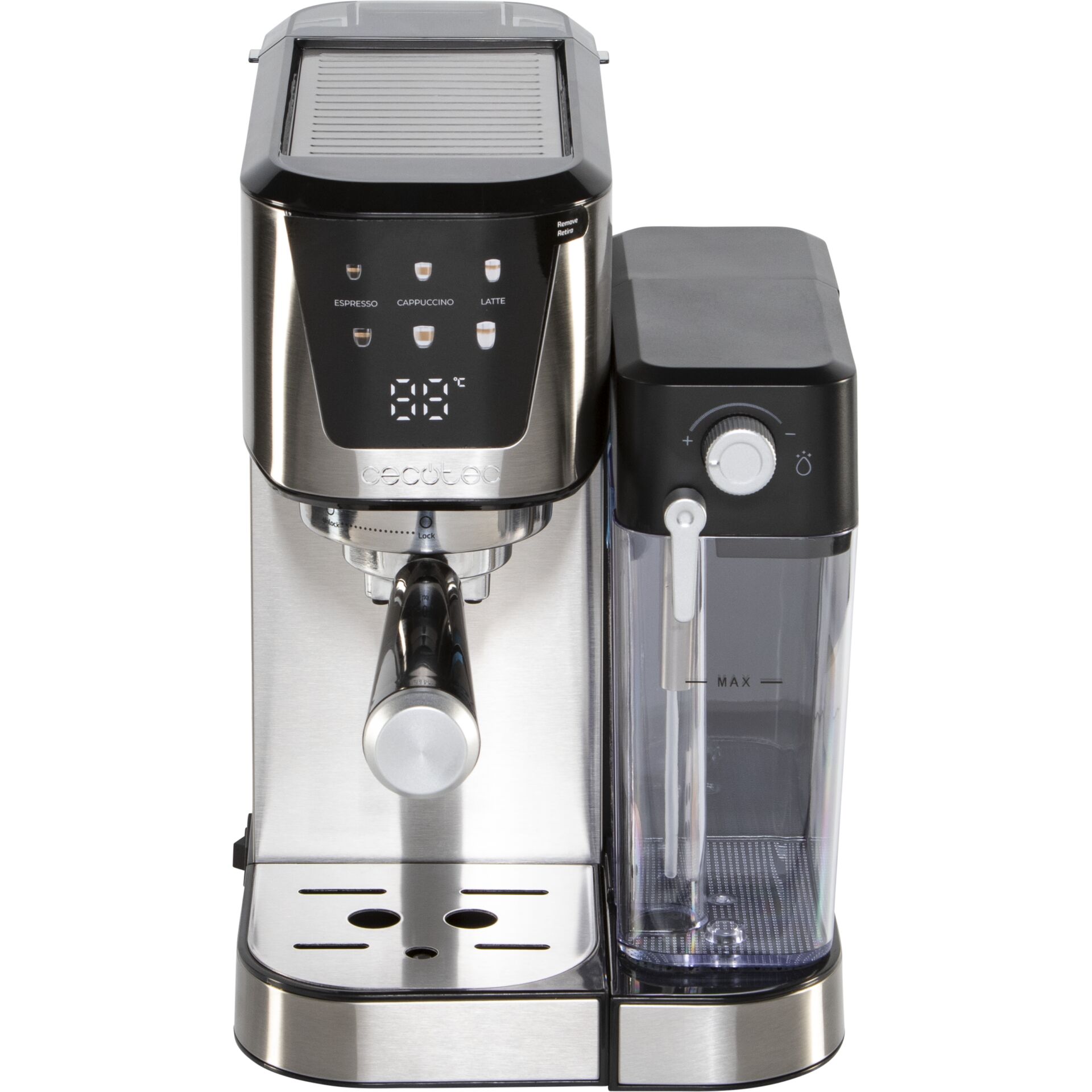 Espresso machine, Kaffeeautomat, Milchbehälter, Digital display, Brühsystem