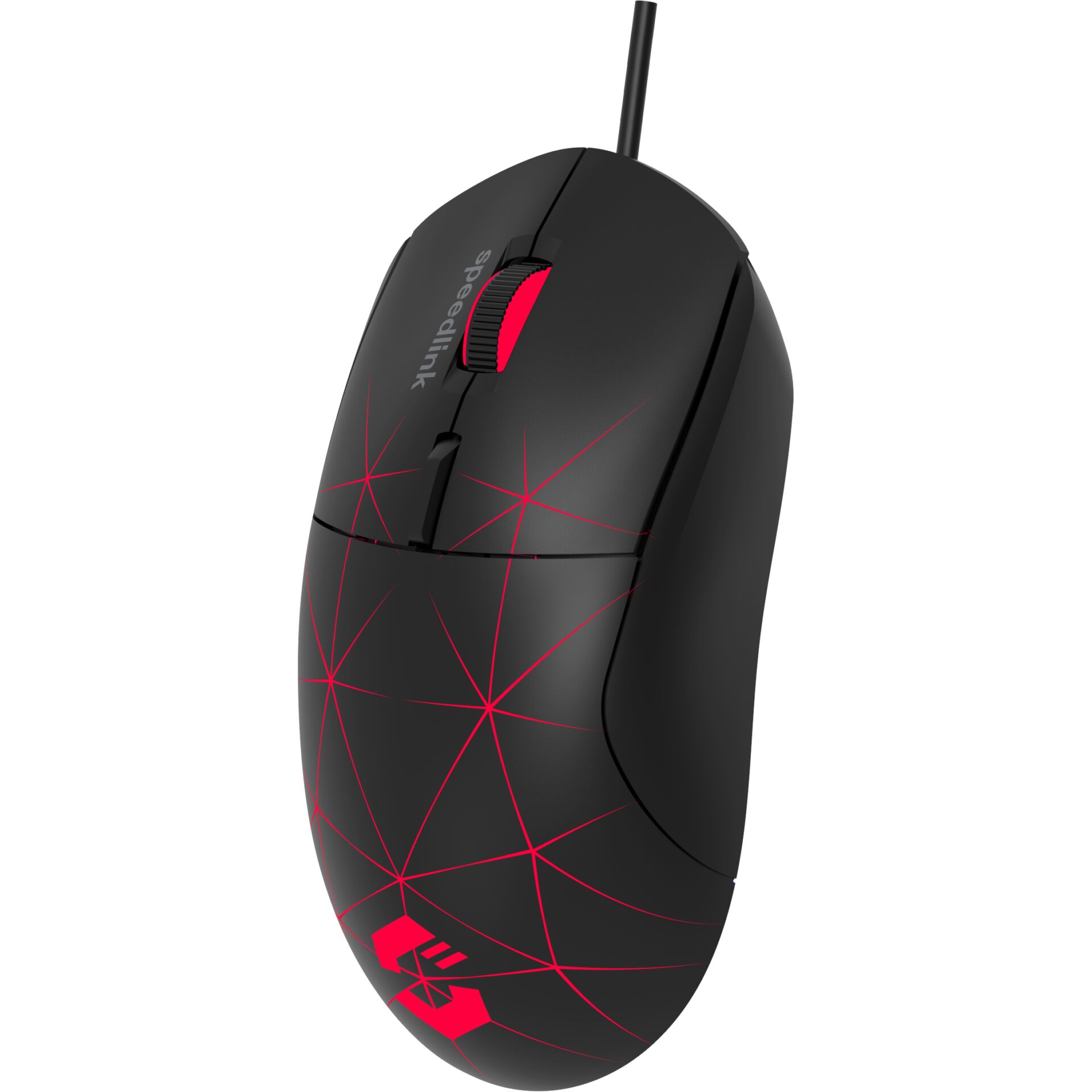 Gaming-Maus, Kabelgebundene Maus, Schwarz, Rotes Muster, Diamant-Logo