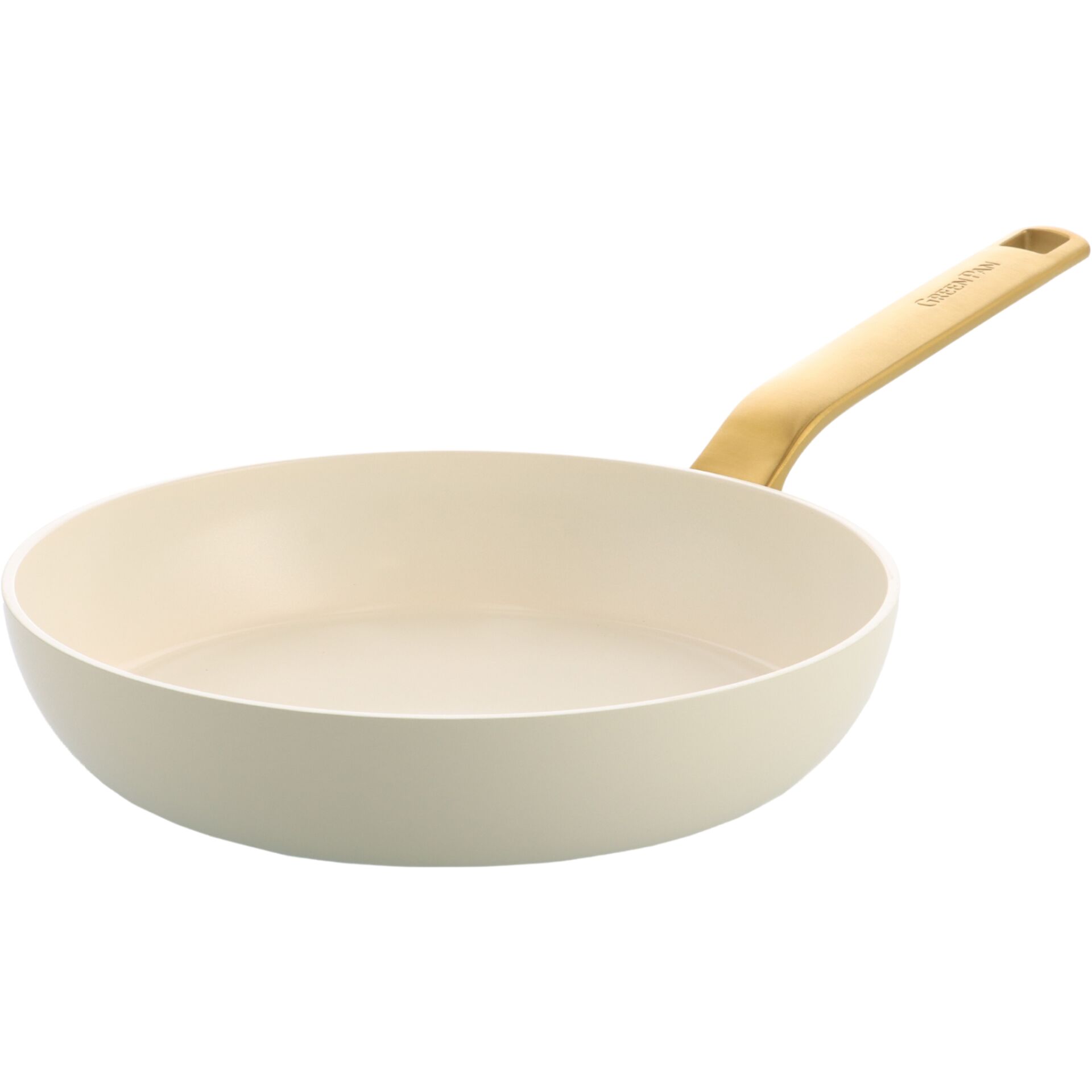 Pfanne, Edelstahl, Gußoptik, Antihaft, Goldgriff