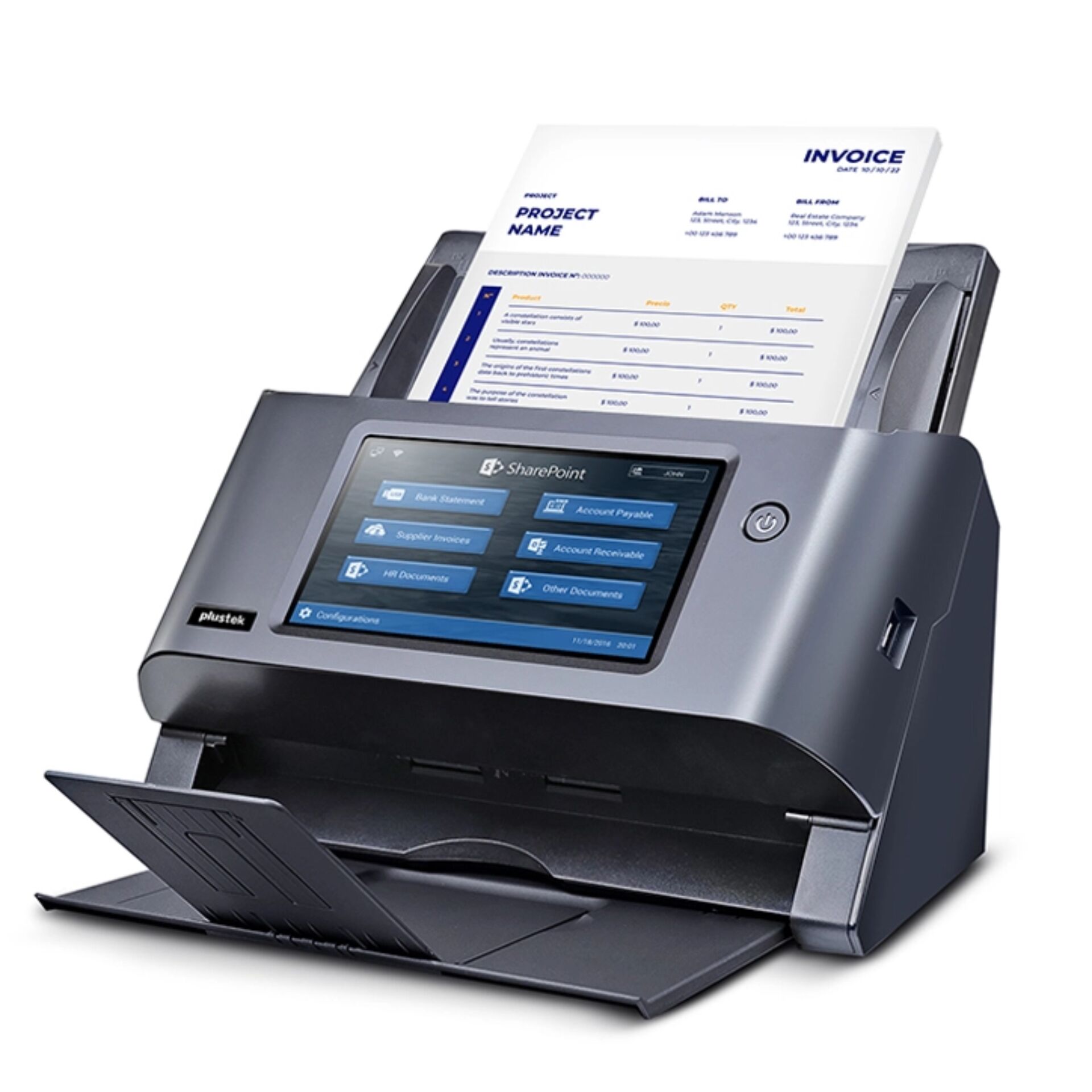 Dokumentenscanner, Scannertyp, Display, Dokumentenscanner mit Display, Schwarz-Grau