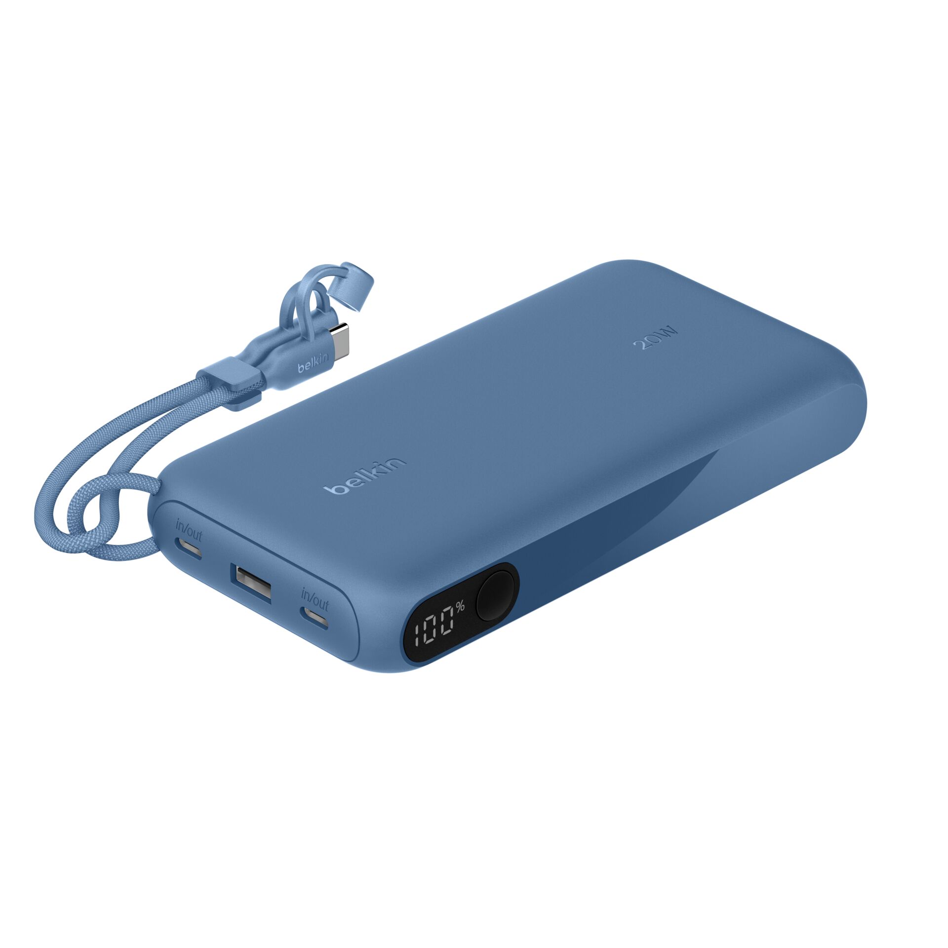 Powerbank, Lithium Battery, USB-C, Display, Blau