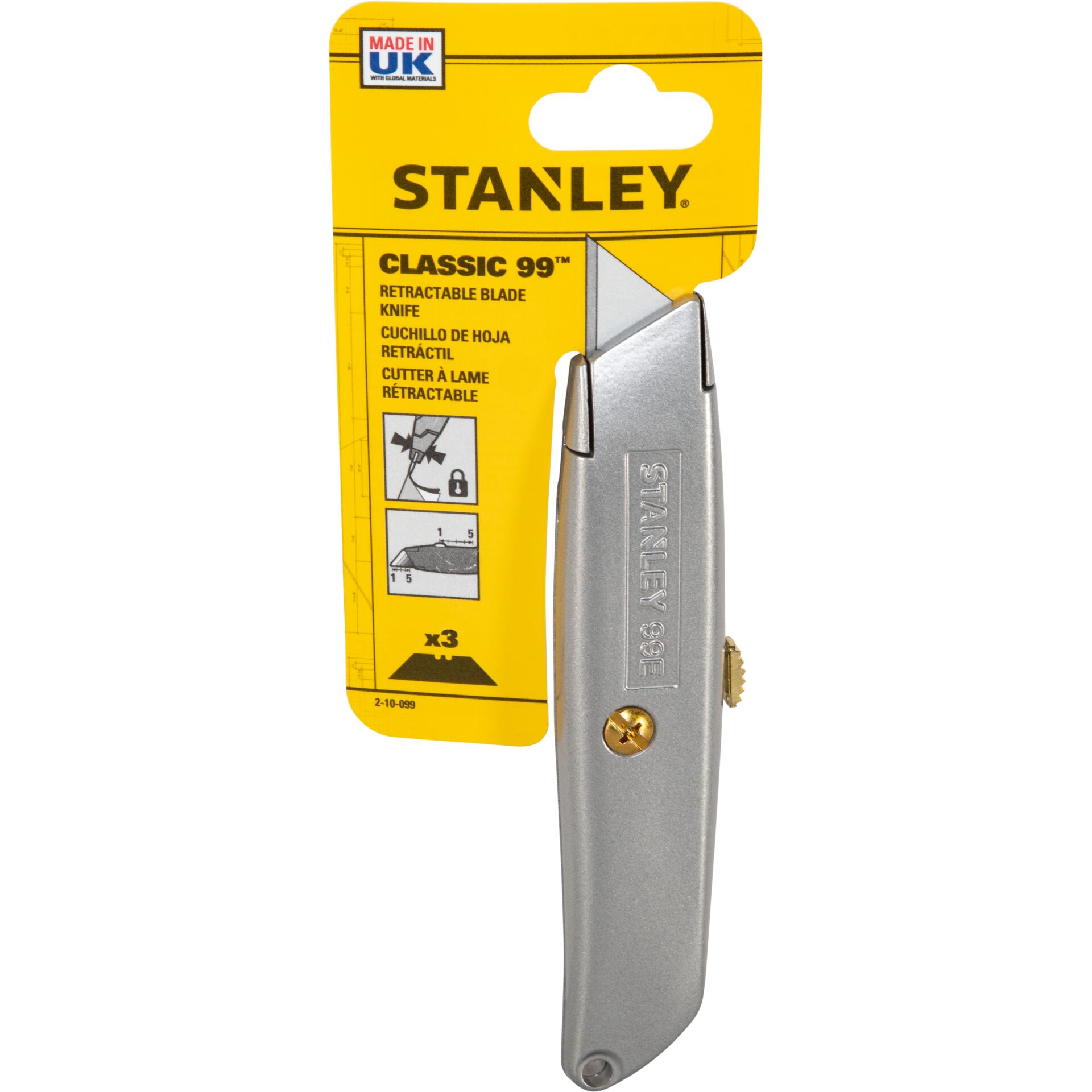 Stanley Messer, Abteilungsmesser, Gutsmesser, ziehbare Klinge, Stahlgriff,  retractable blade, messer, stanley, klassik 99, werkzeug