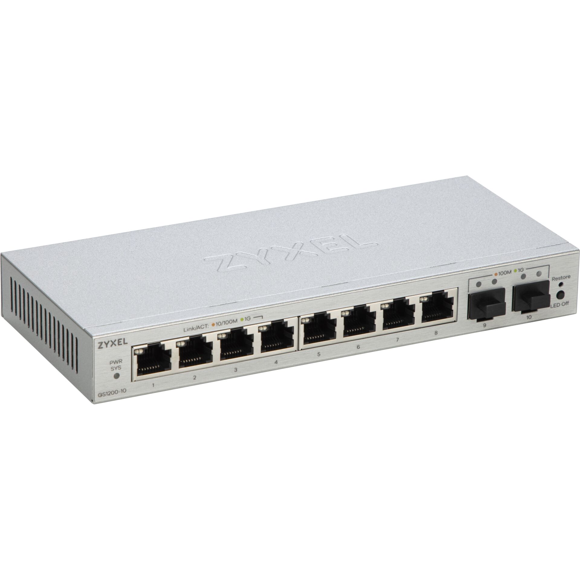 Switch, PoE-Switch, 8-Port, Metallgehäuse, RJ45-Anschlüsse