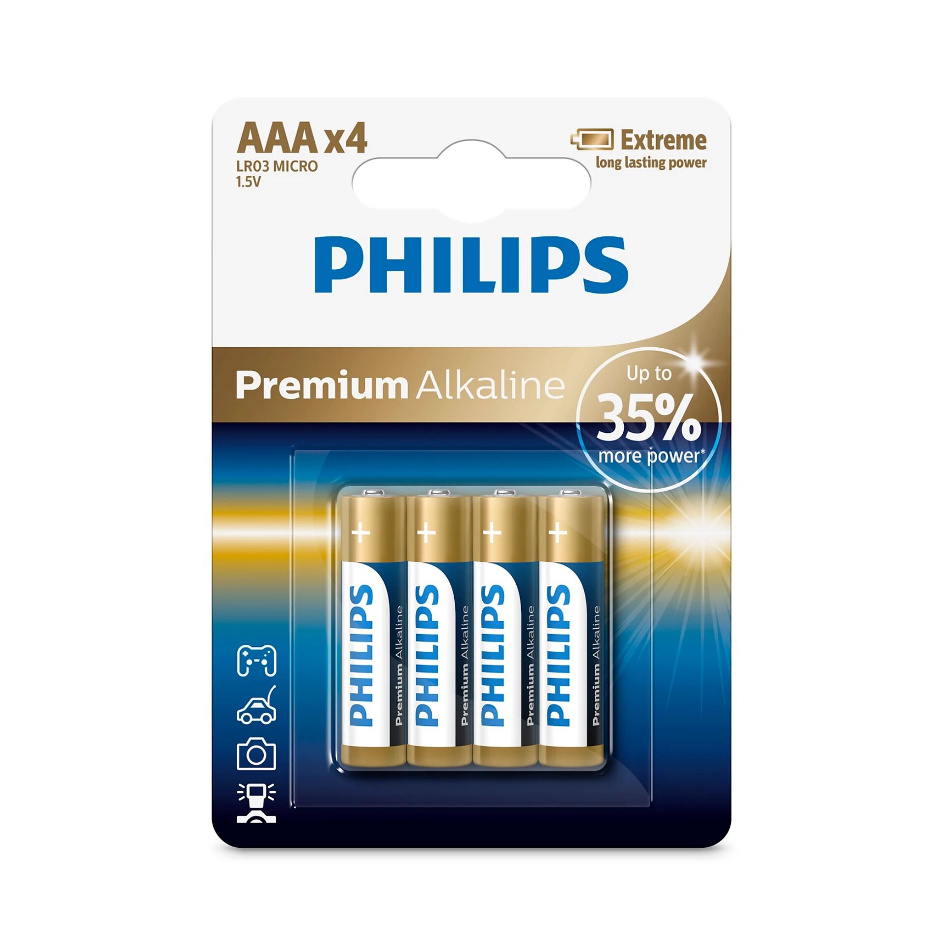 1x4 Philips Premium Alkaline AAA  Batterie