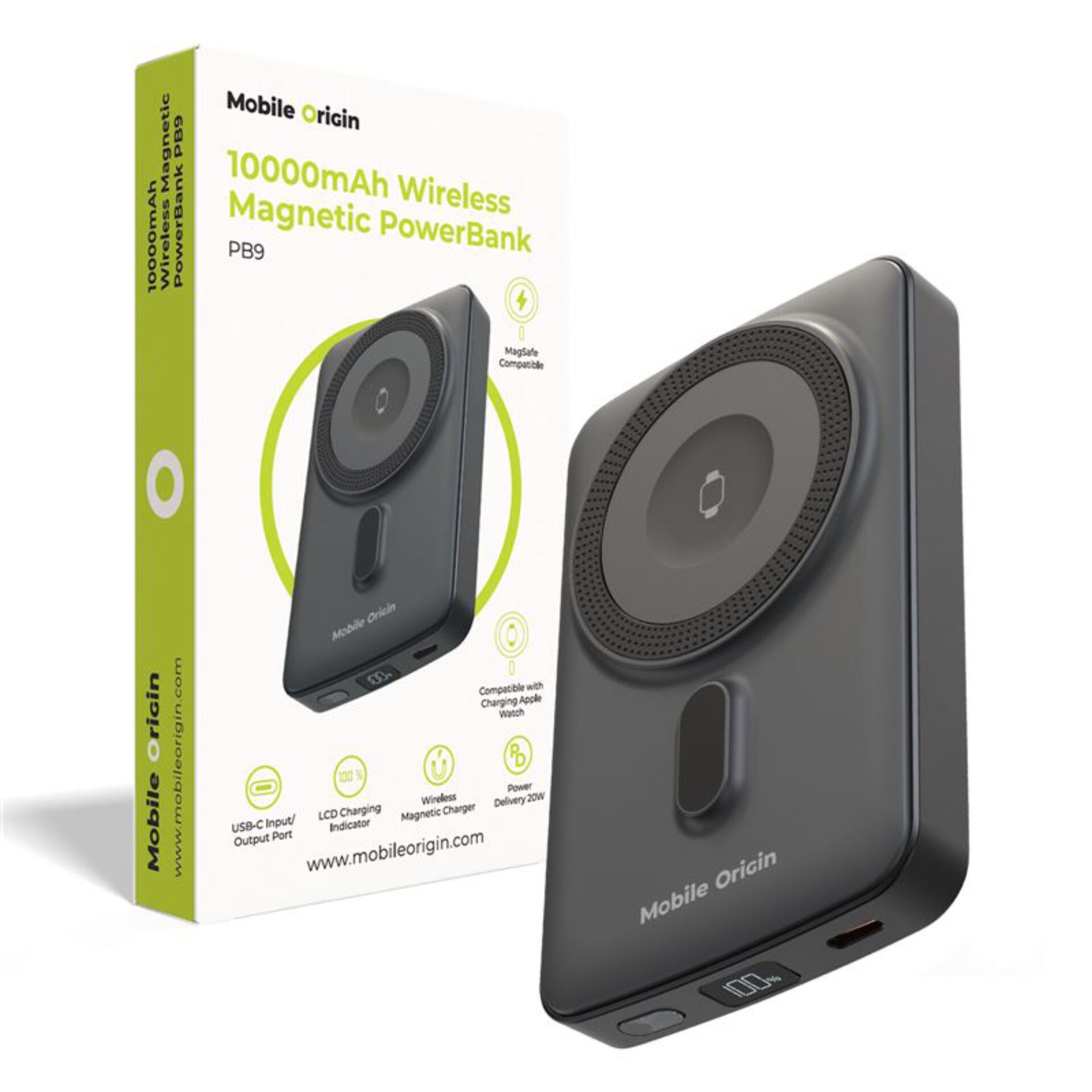 Power Bank, 10000mAh, Kabellos, Magnetisch, USB-C