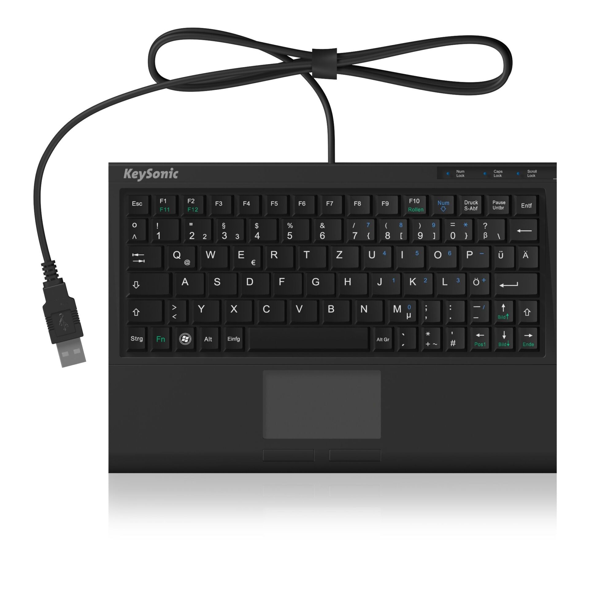 Tastatur, USB-Tastatur, QWERTZ, Schwarz, Laptop-Tastatur