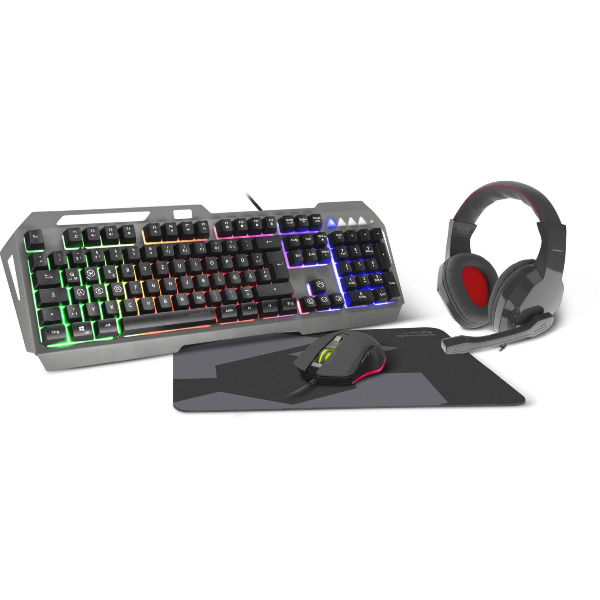 Gaming-Keyboard, RGB-Keys, Wired, Mouse, Headset
