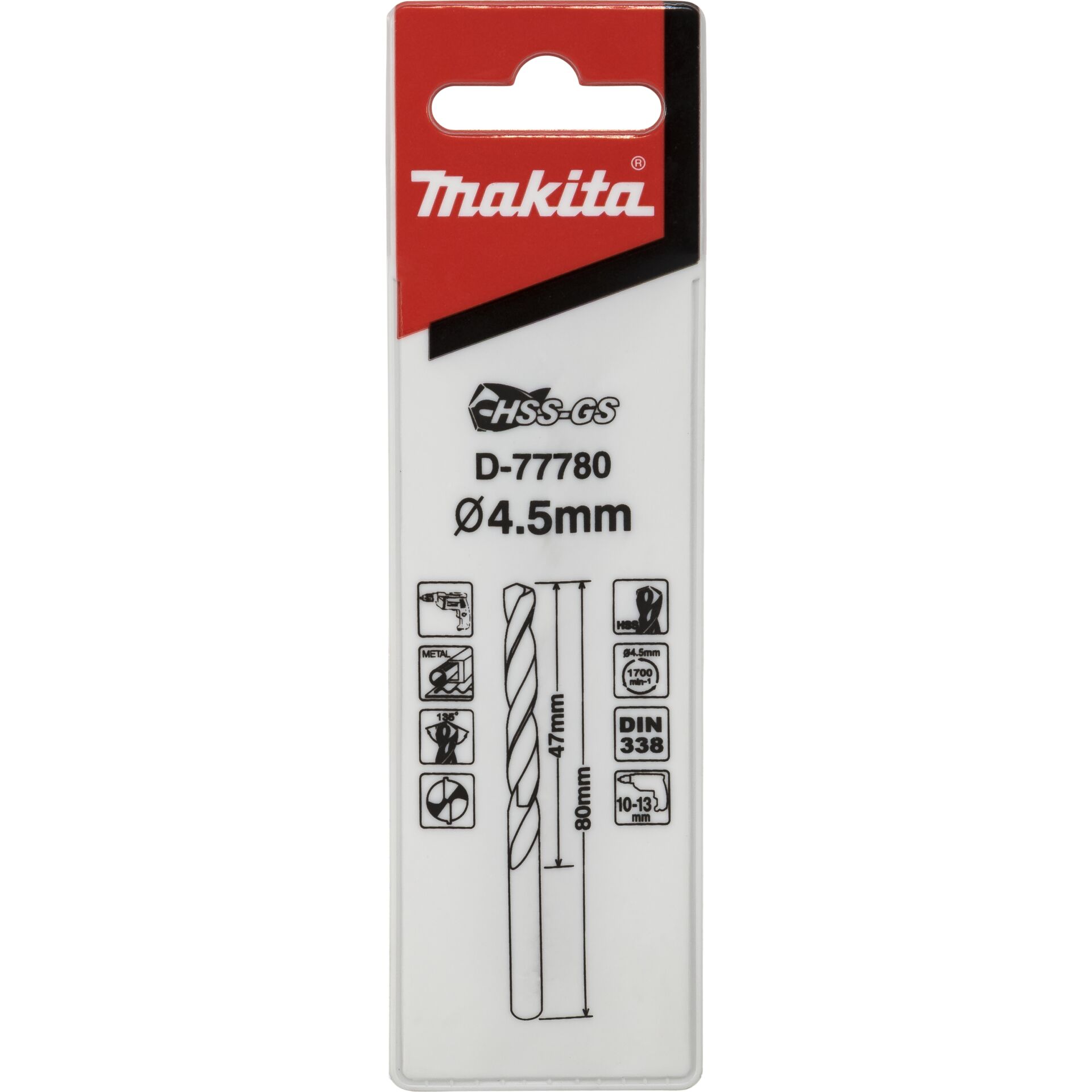 Makita Metallbohrer HSS-GS  4,5x80mm