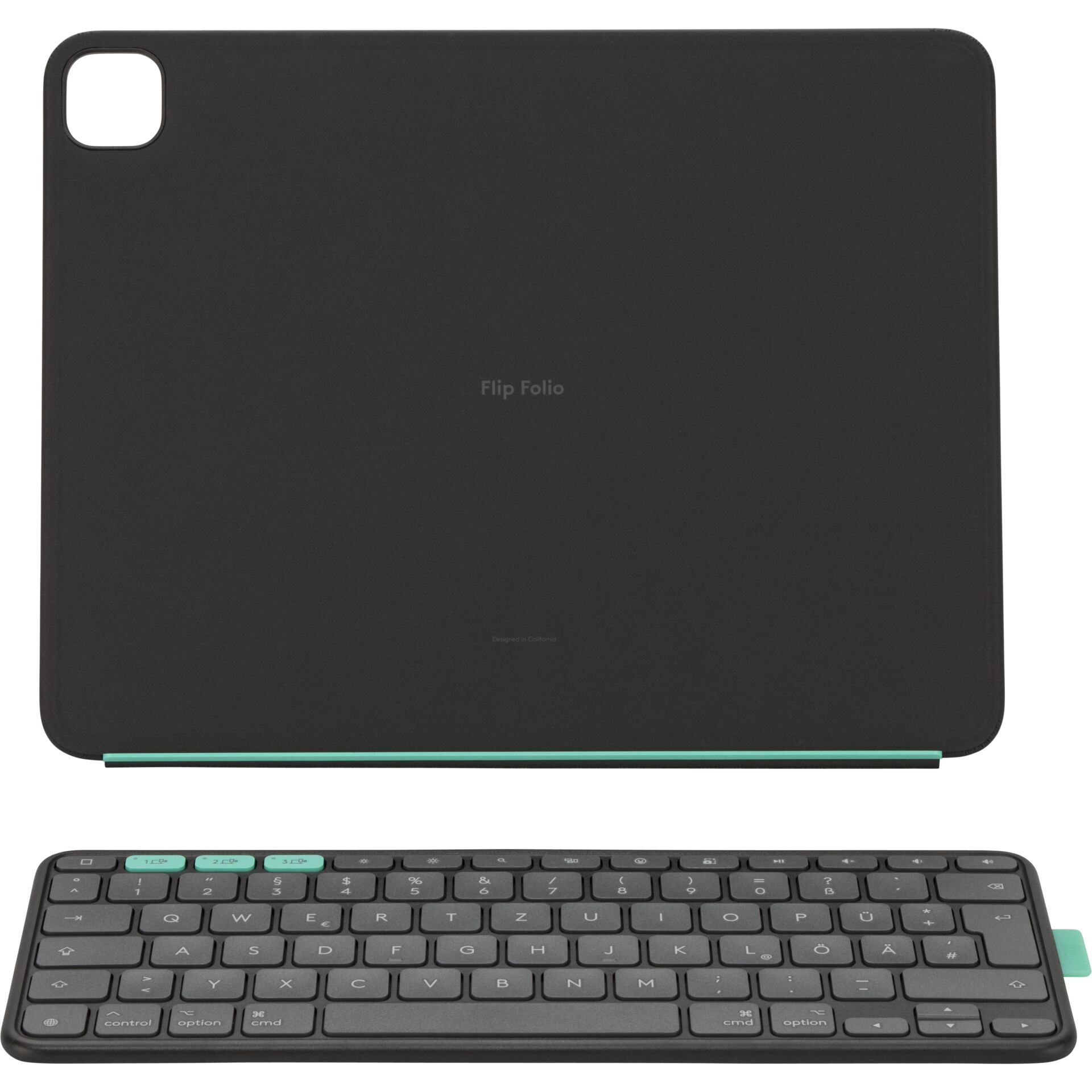 Hülle, iPad-Tasche, Flip-Folio, Schwarz, Beleuchtete Tastatur