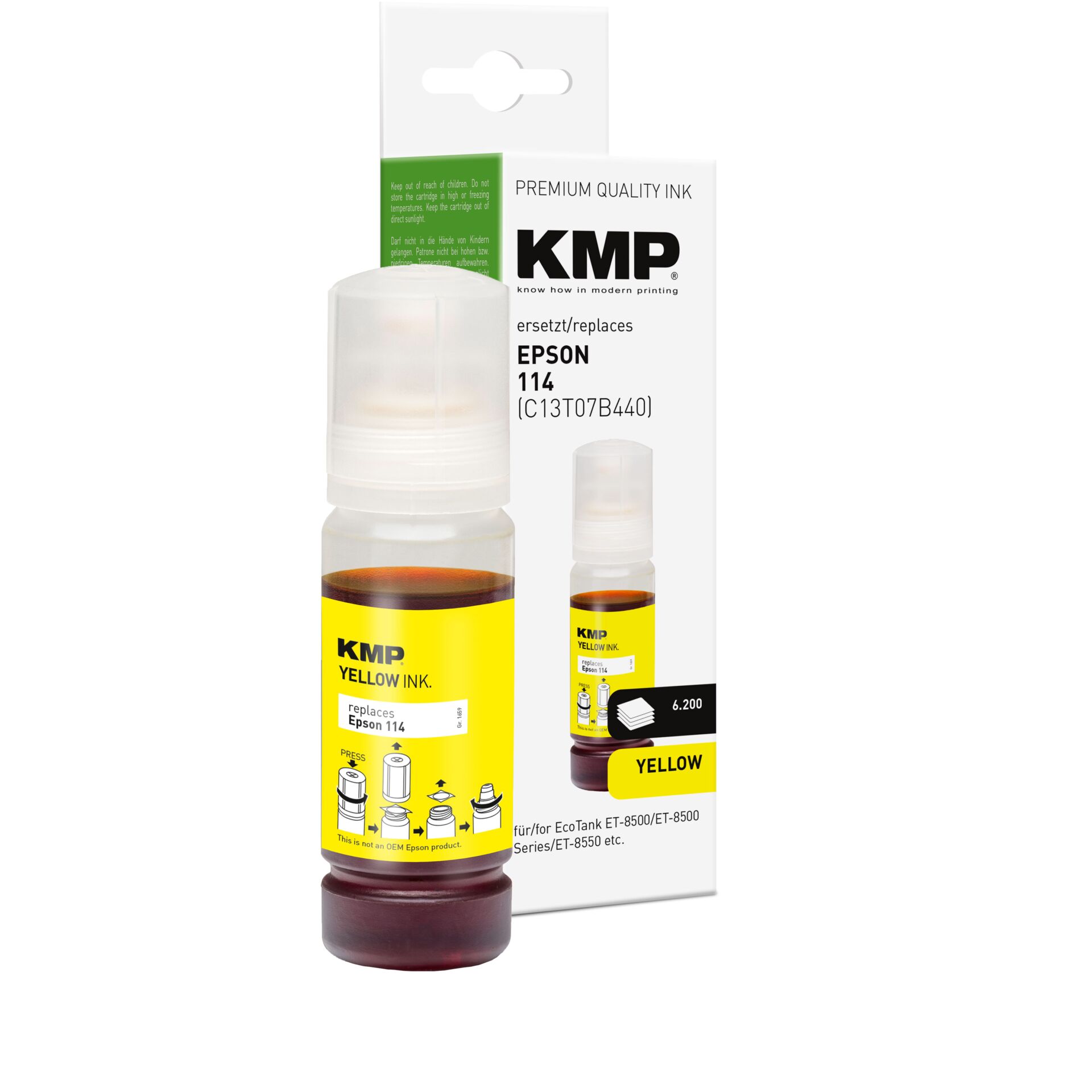 Tinte, Tintenlösung, Gelb, KMP, Epson 114