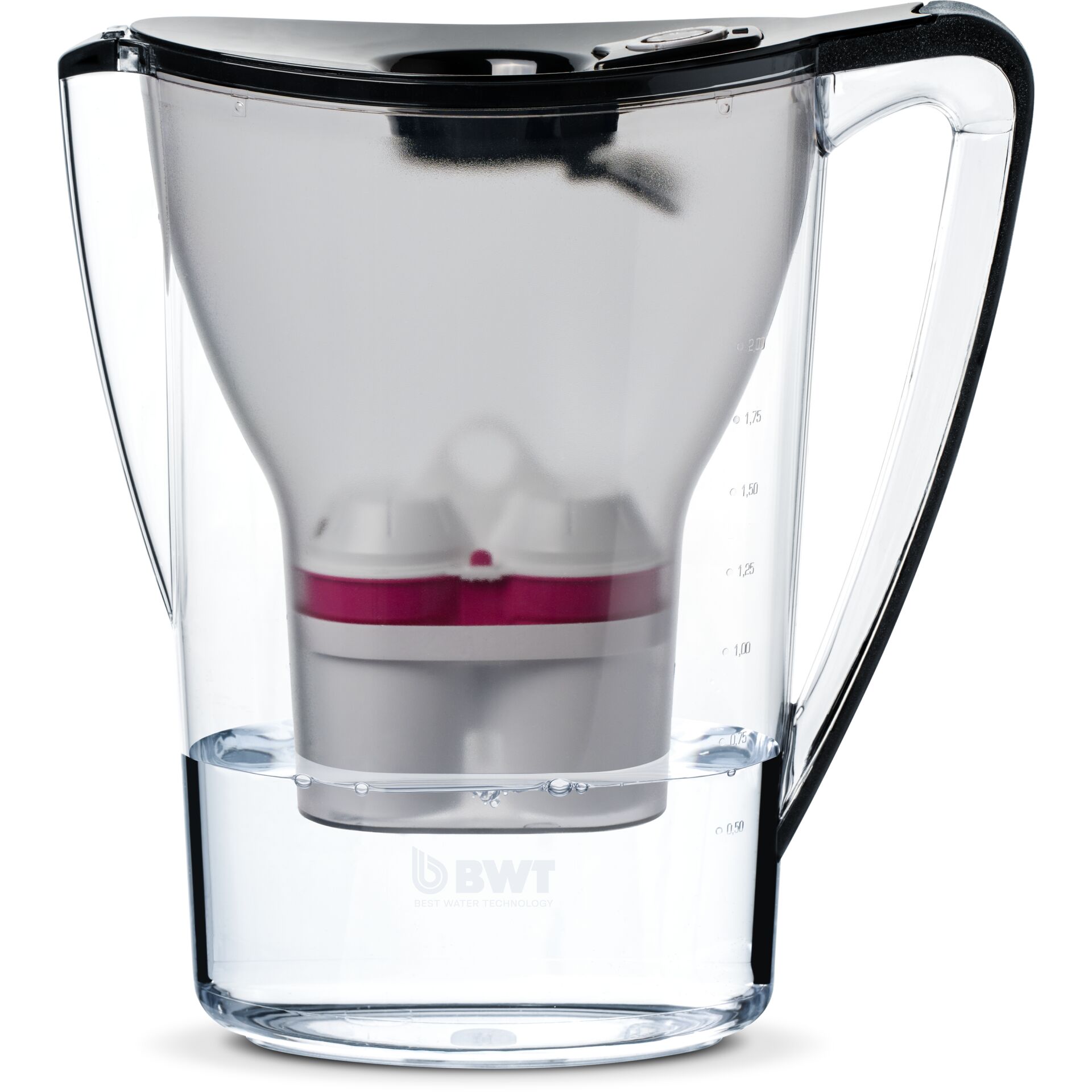 Wasserfilter, Karaffe, Glaskanne, Filtereinsatz, Messskala
