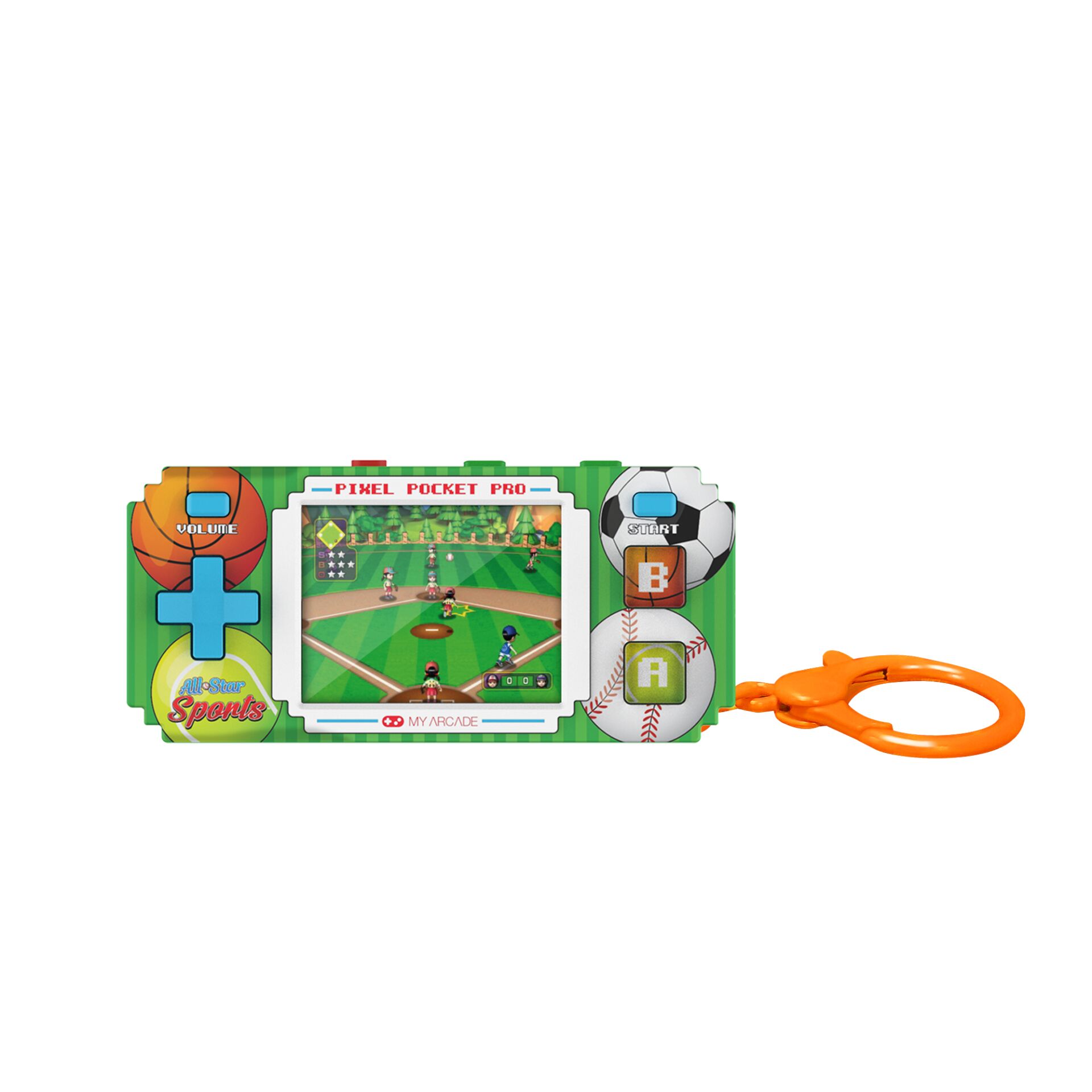 Handheld-Konsole, Gaming-Gerät, Sports-Spiel, Oranger Ring, Bildschirmanzeige
