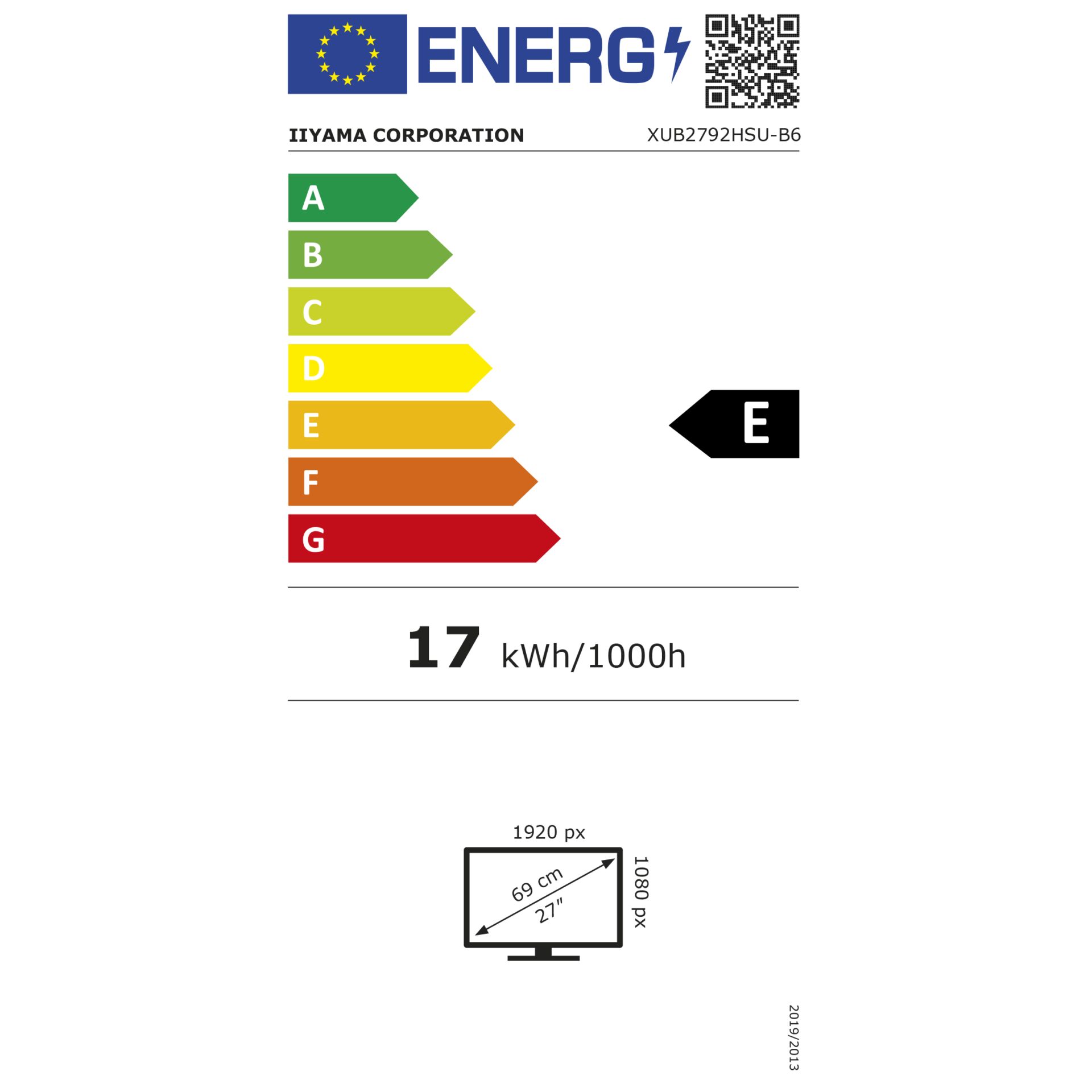 energie-etikett, fernseherbildschirm, 17 kWh/1000h, monitor-größe 27, diagonale 69 cm
