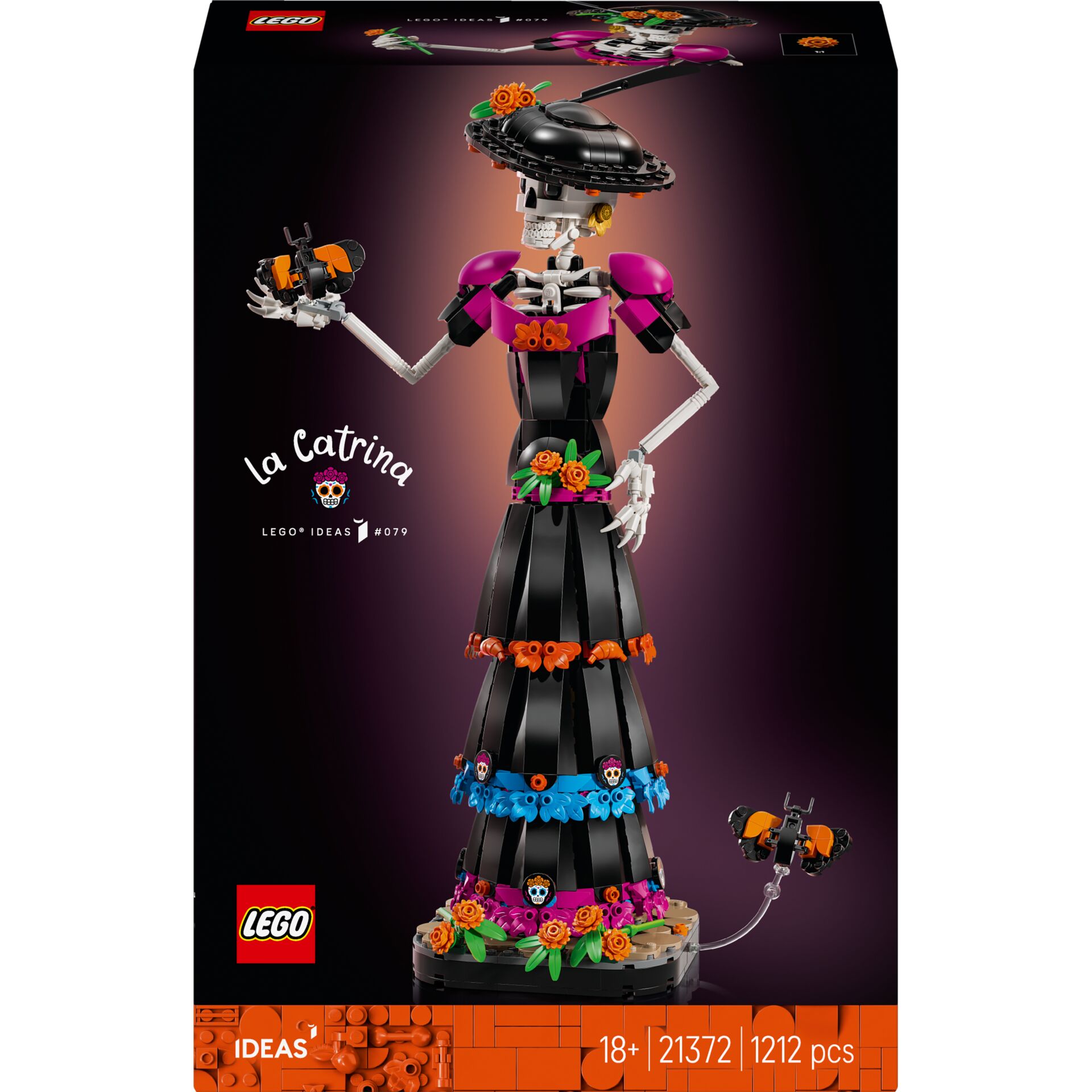 Figur, Lucha Frida, Schädel-Motiv, Blumiges Kleid, Dia de los Muertos, Lego Ideen