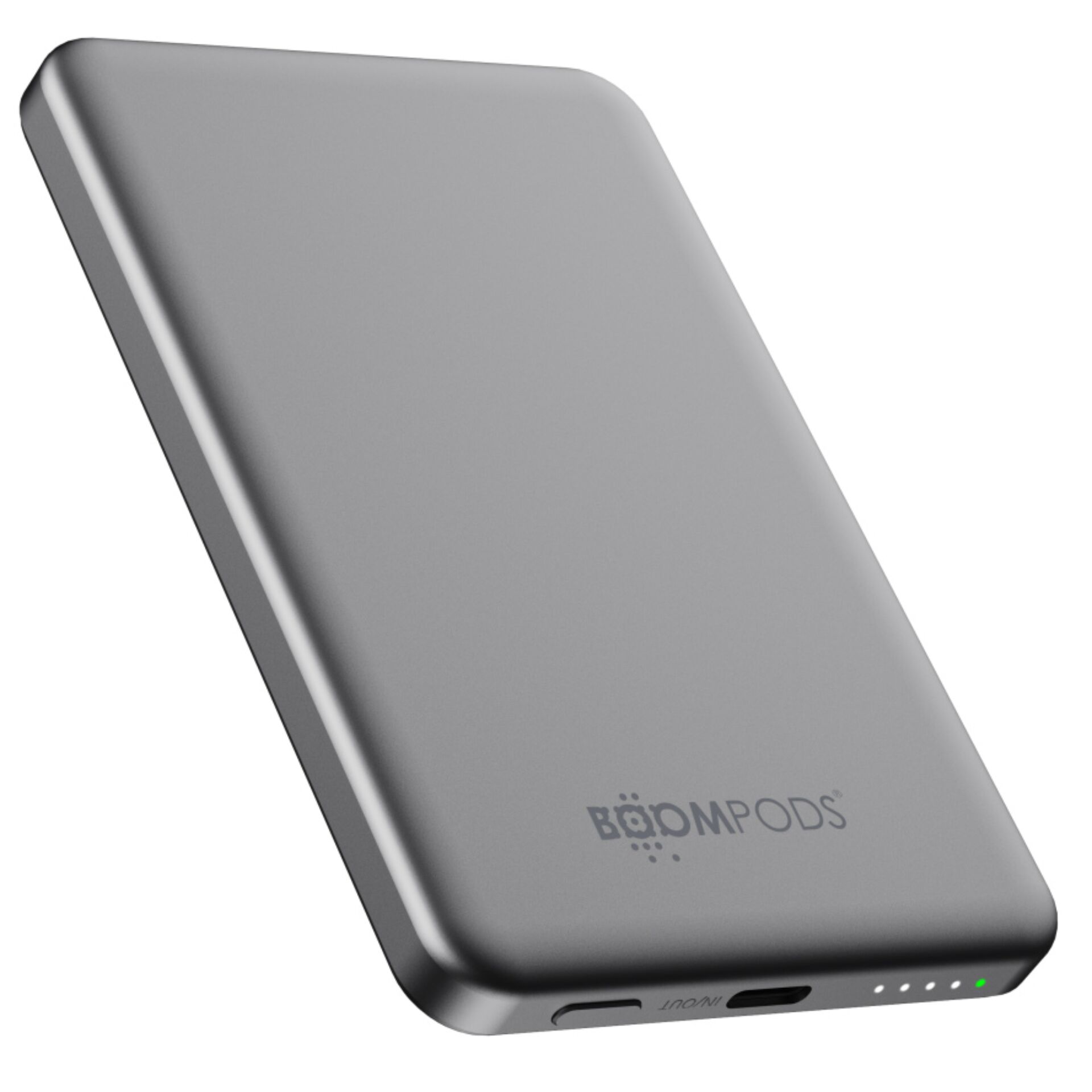 Powerbank, Externe Batterie, USB-C, Metallgrau, Kantenloses Design