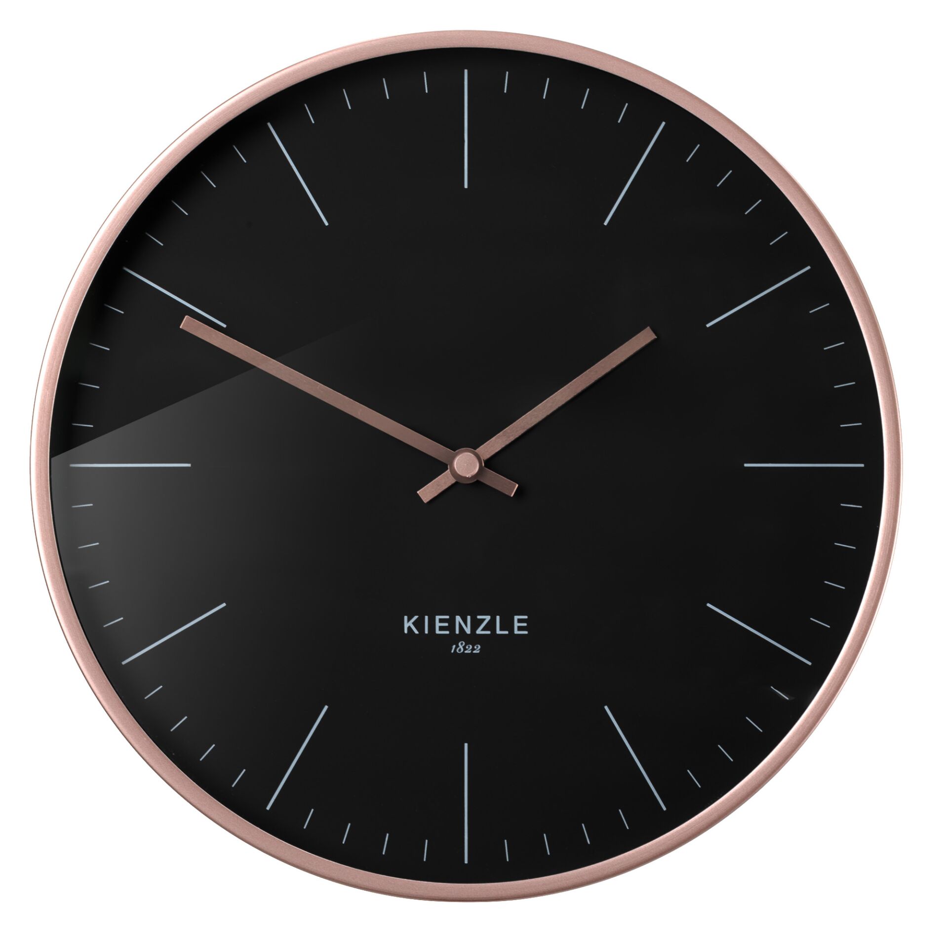 Wanduhr, Runde Uhr, Schwarz, Rosenholz-Rahmen, Minimalistisch