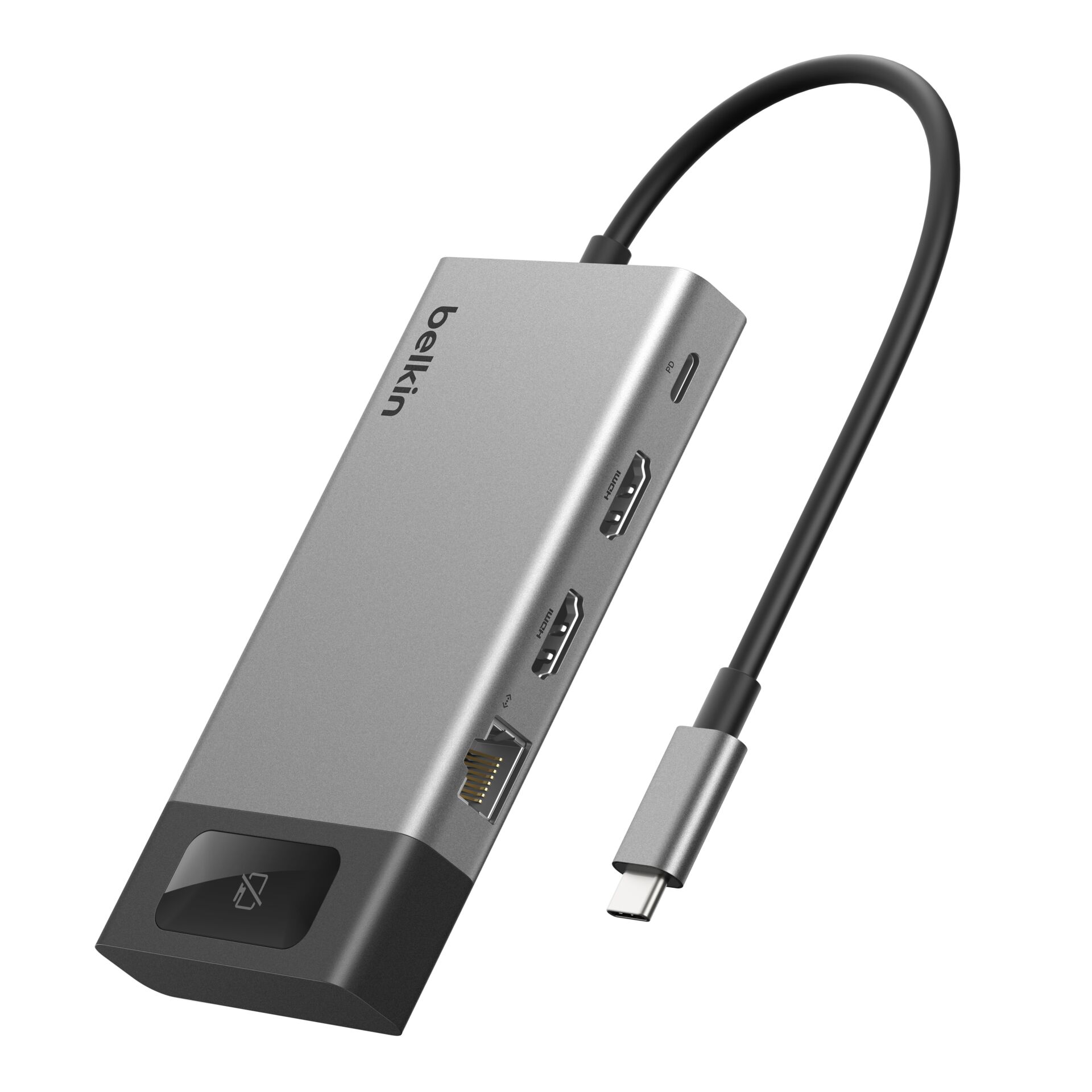 USB-C Hub, HDMI Ports, Ethernet, Aluminium, Silber
