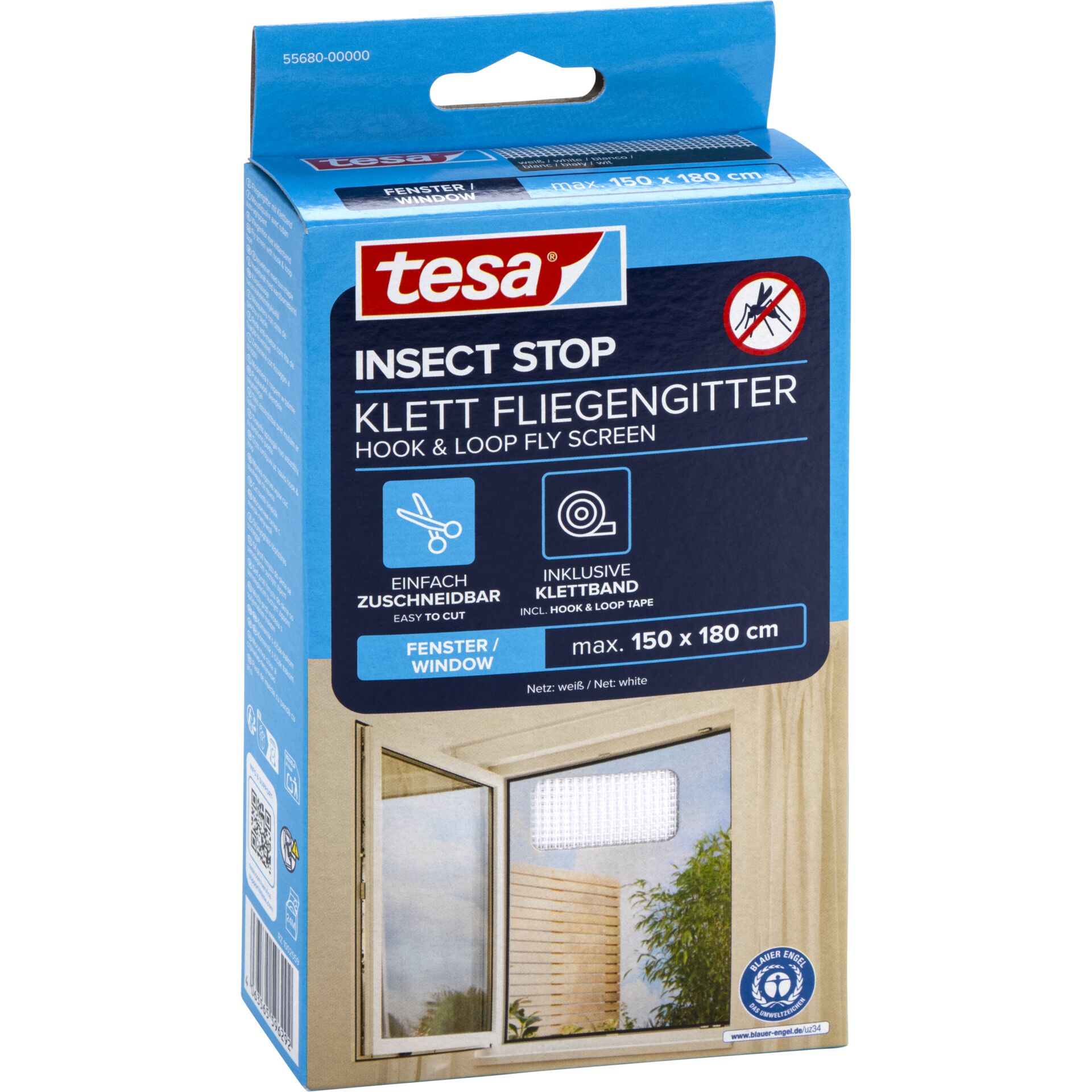 Insect Stop, Fliegenschutznetz, Haken & Klett, Fenstervorhangnetz, Max 150 x 180 cm