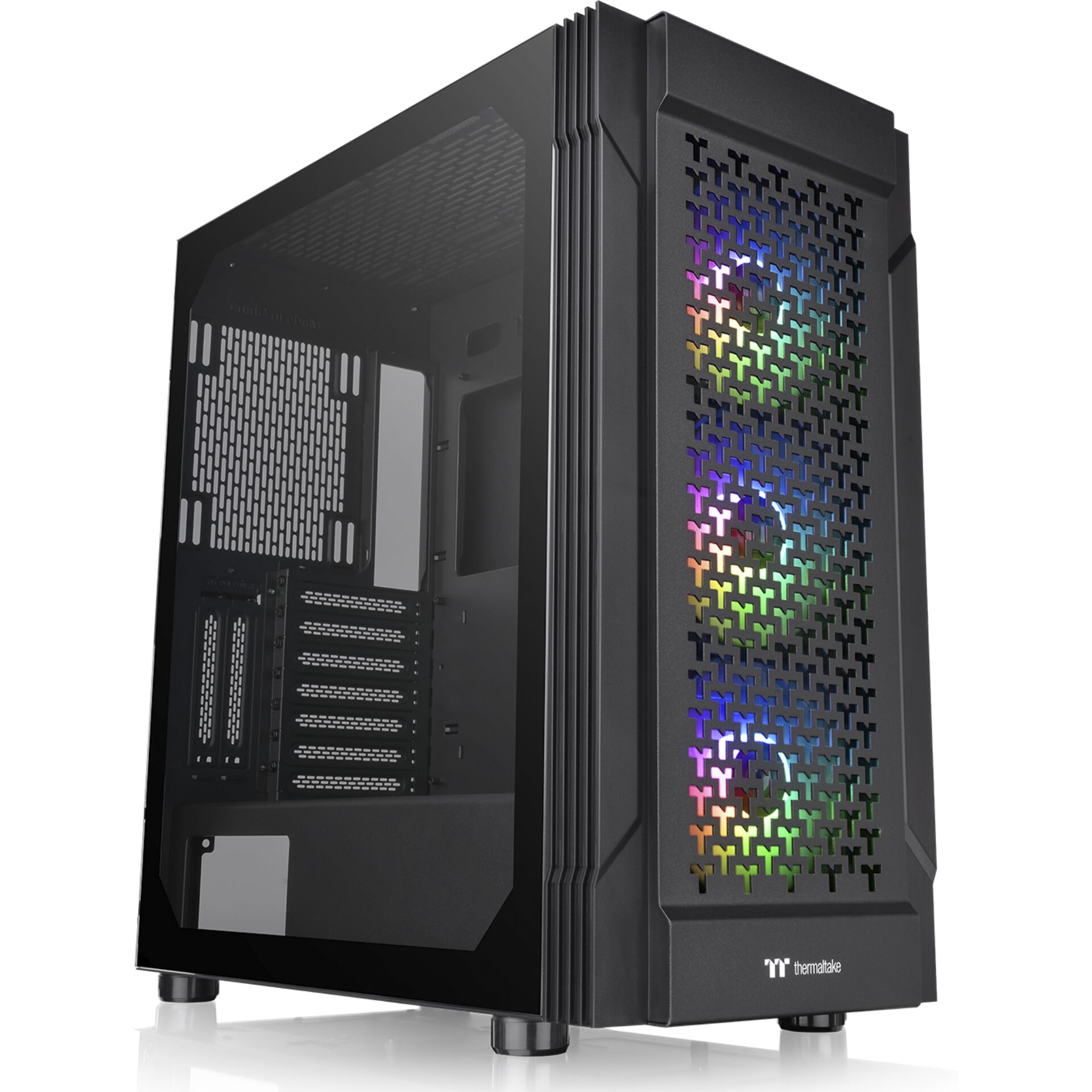 PC-Gehäuse, Mid-Tower, RGB-Vorderseite, Mesh-Grill, Glas-Seitenwand