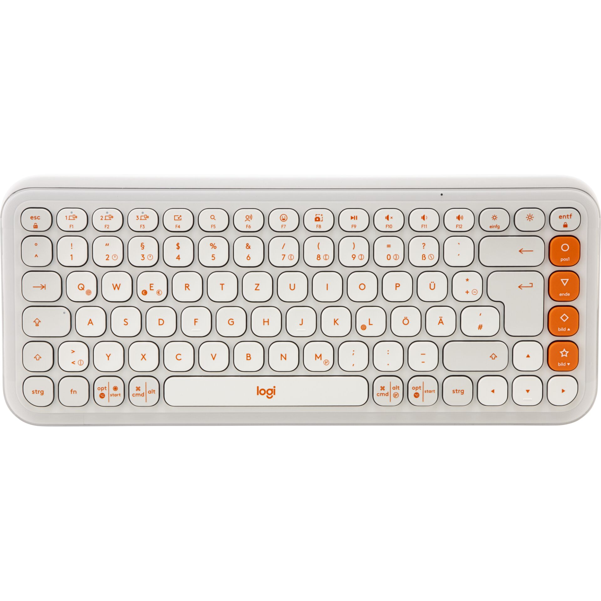 Tastatur, QWERTZ, Kabelgebunden, Mini-Tastatur, Weiß-Orange