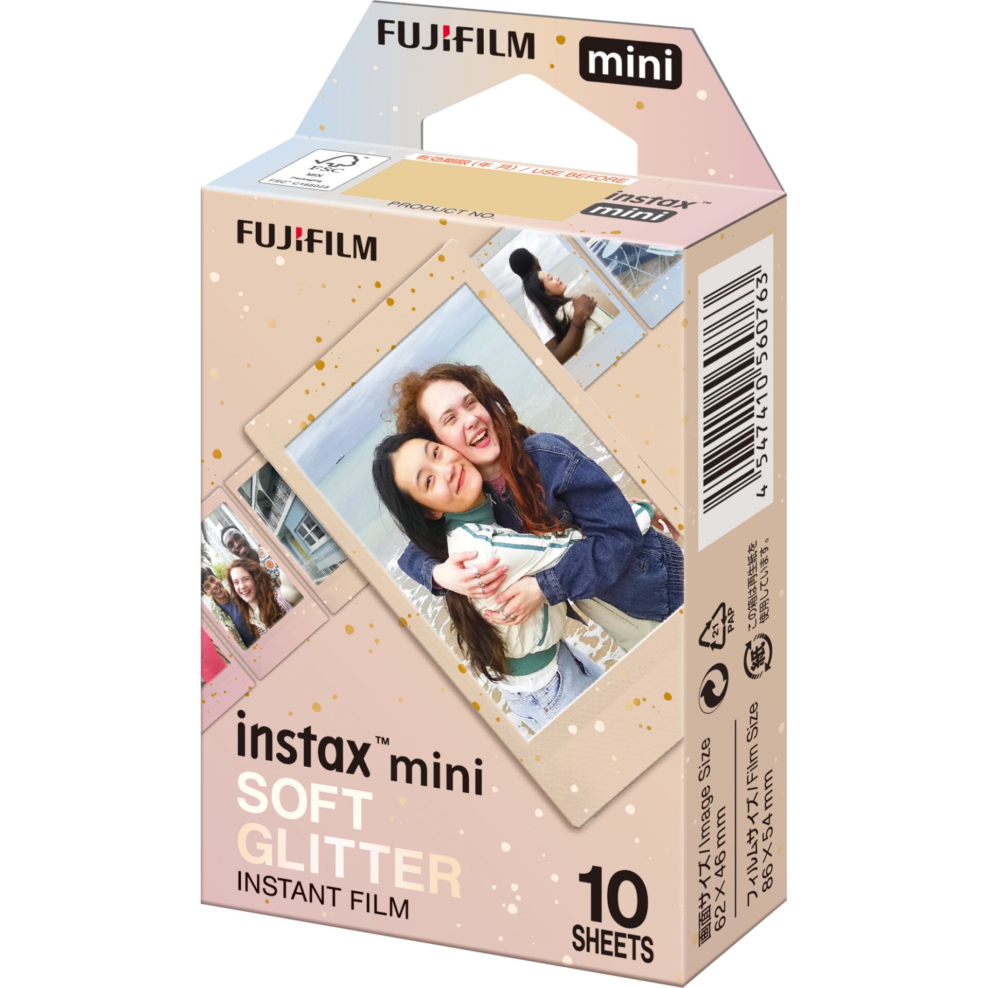 instax mini, soft glitter, Sofortbildfilm, 10 Blatt, rosa beigefarben