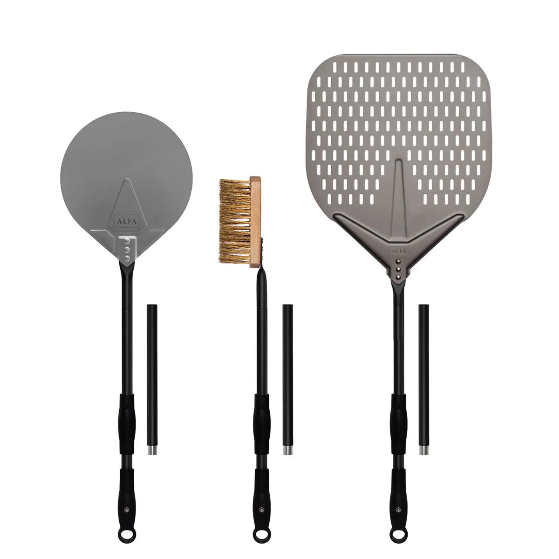 Grillset, Paddel, Schaufel, Bürstenkopf, Korb-Grillpaddel