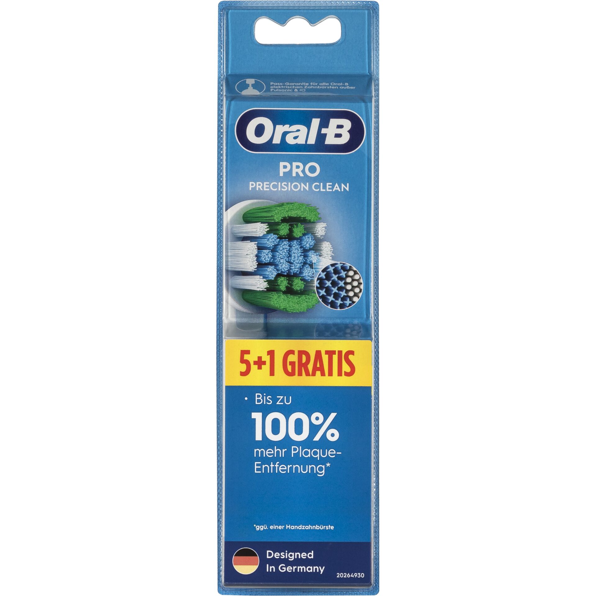 Zahnbürstenkopf, Oral-B Pro Precision Clean, Schallzahnbürstenkopf, Bürstenfasern bunt, 5+1 Gratis
