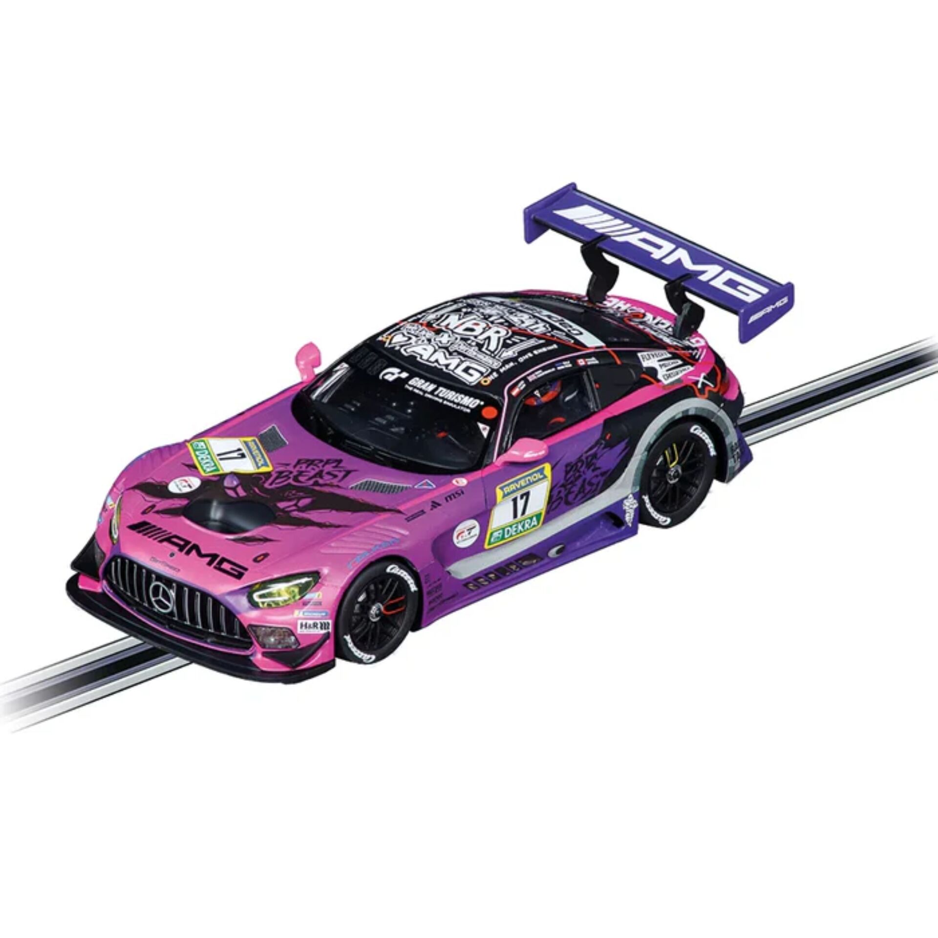 Rennwagen, Maßstab 1:64,  AMG, Lila-Pink, Aufschrift-Design