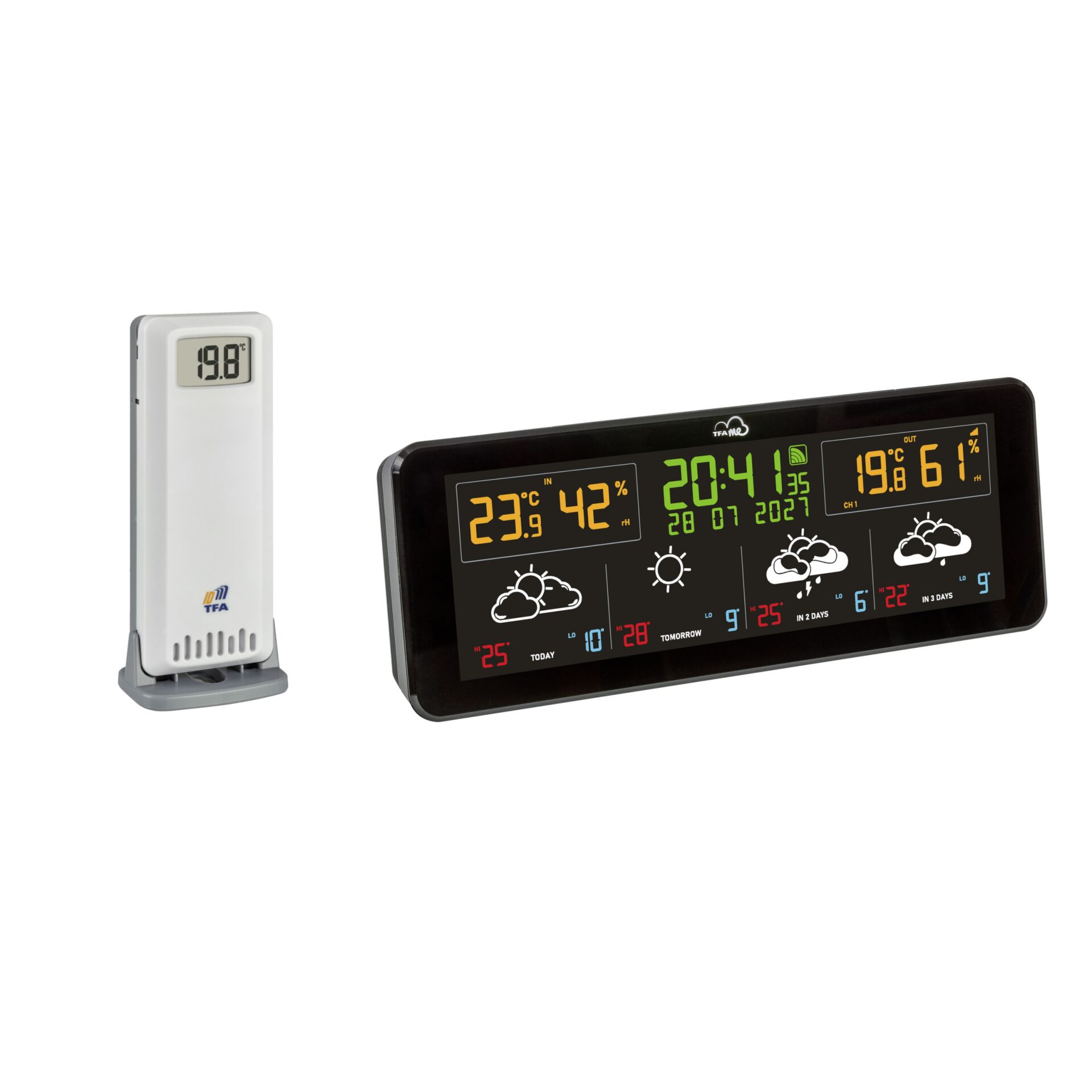 Wetterstation, Wetter-Display, Digitalanzeige, Uhrwerk-Station, Thermo-Hygro-Display