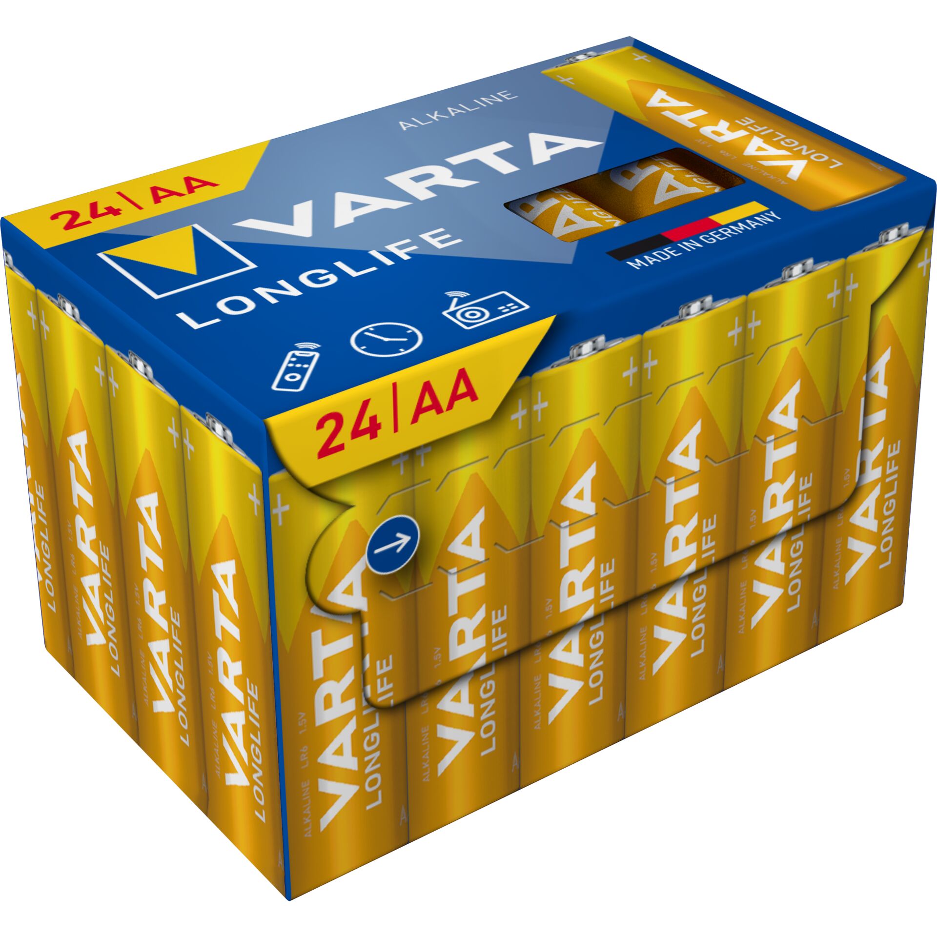 Batterien, AA, Alkaline, 24er Pack, Lang Life
