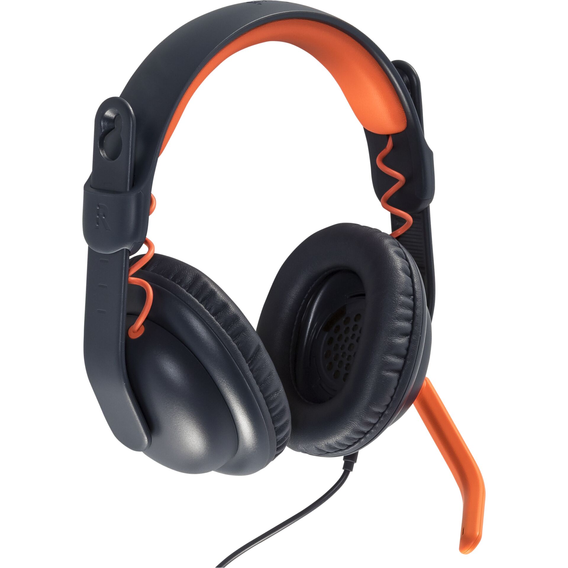 kopfhörer, over-ear, kabelgebunden, schwarz, orange akzente
