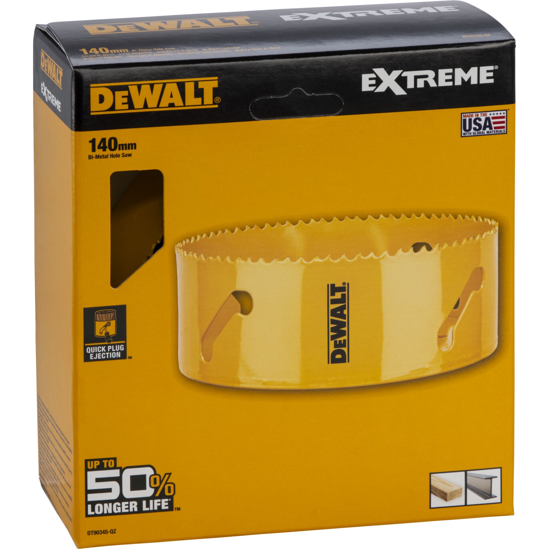 Verbundsäge, Stahlzahn-Sägeschliff, Bi-Metall-Säge, Schneidblatt-Ø140mm, DeWALT Extreme Box