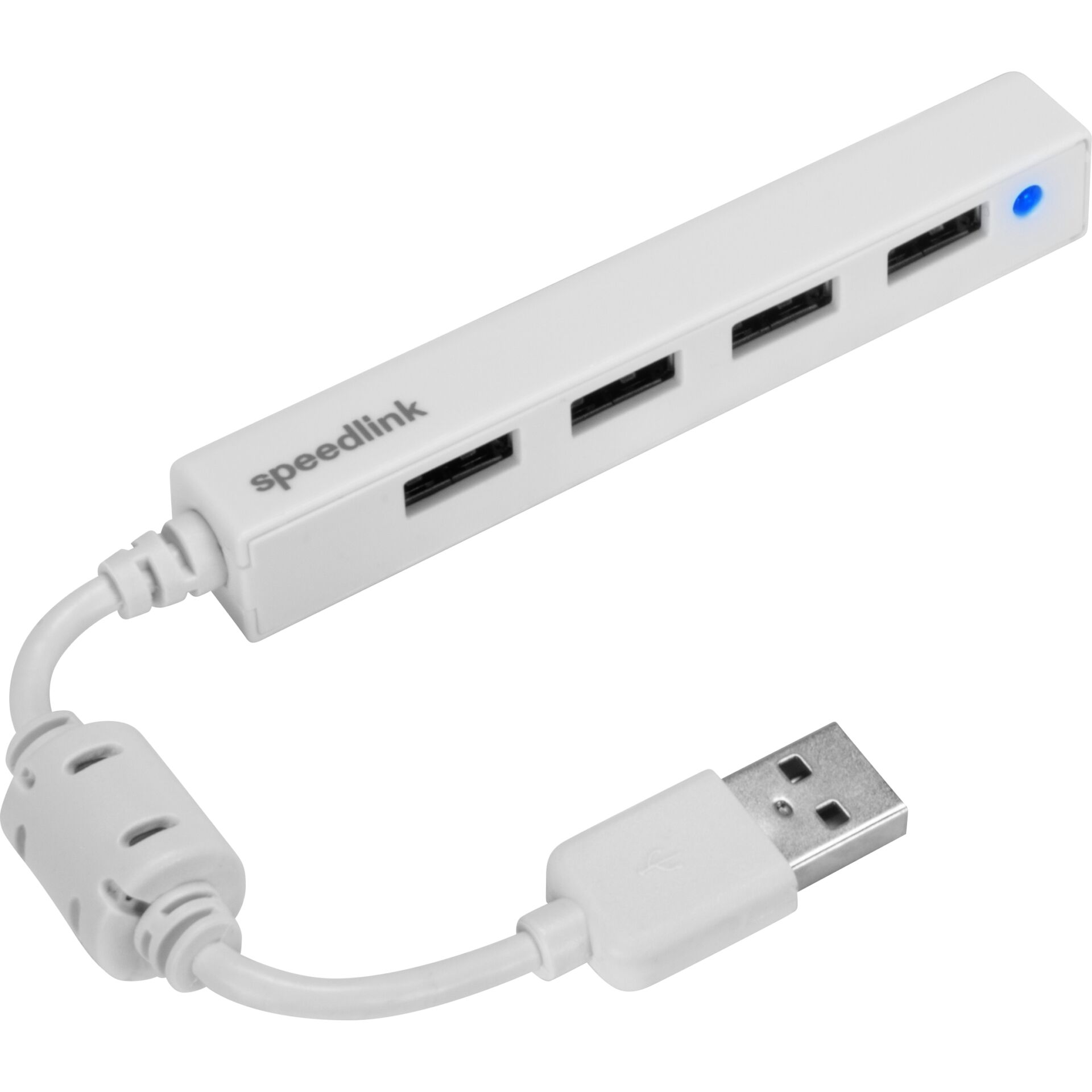 USB-Hub, 4-Port, USB 2.0, Weiß, LED