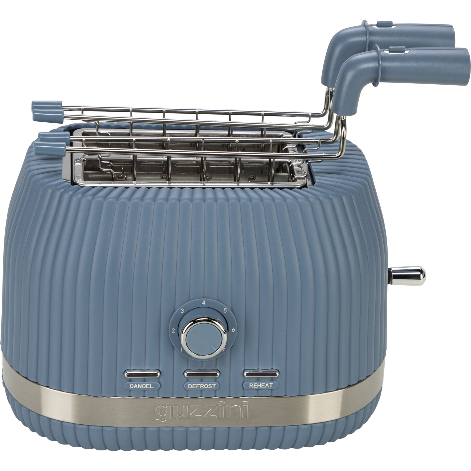 Toaster, Blau, Kompakt, Edelstahl-Akzente, Drehknopf