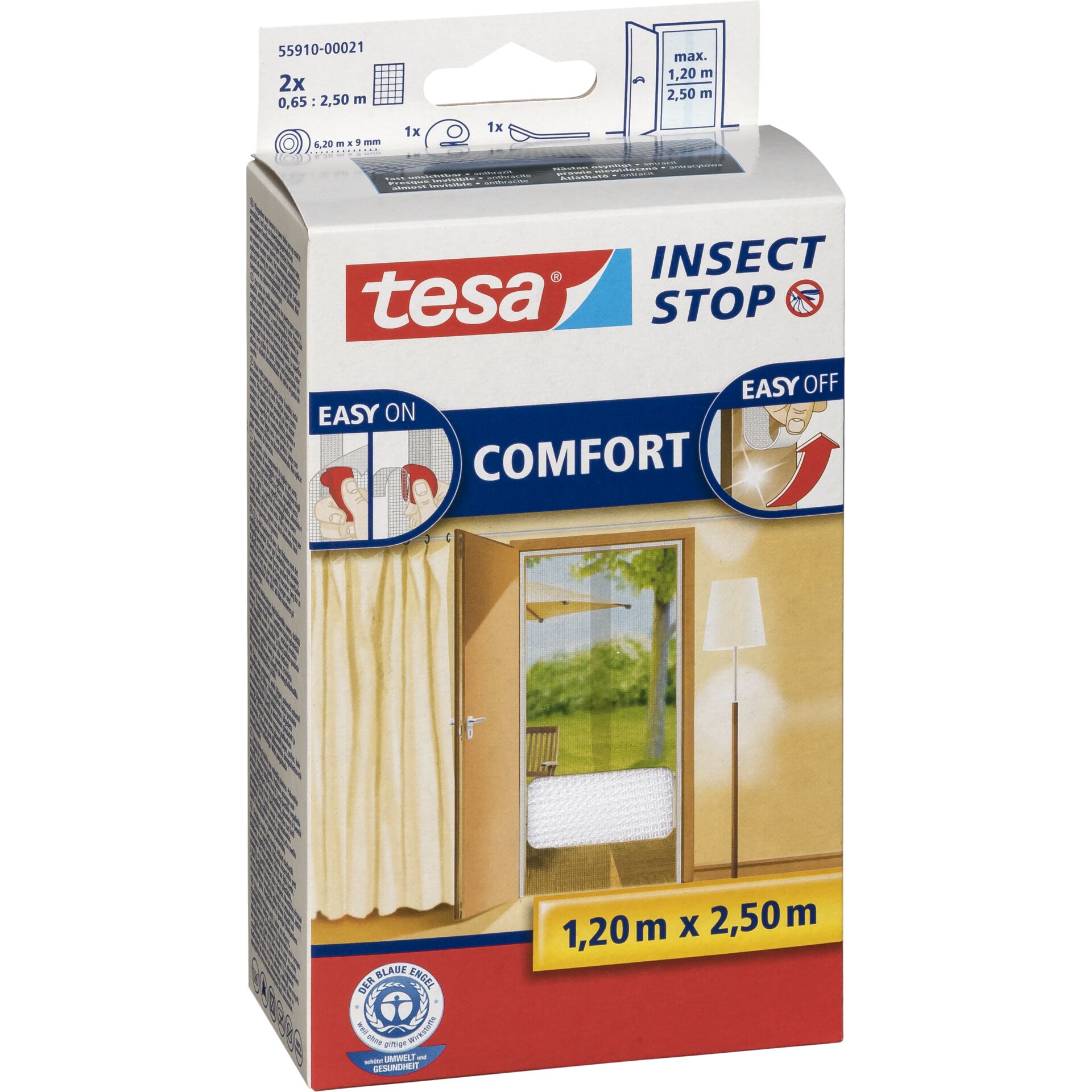 Tesa Fliegengitter für Türen  2 Stück 0,65x2,20m weiß 55389