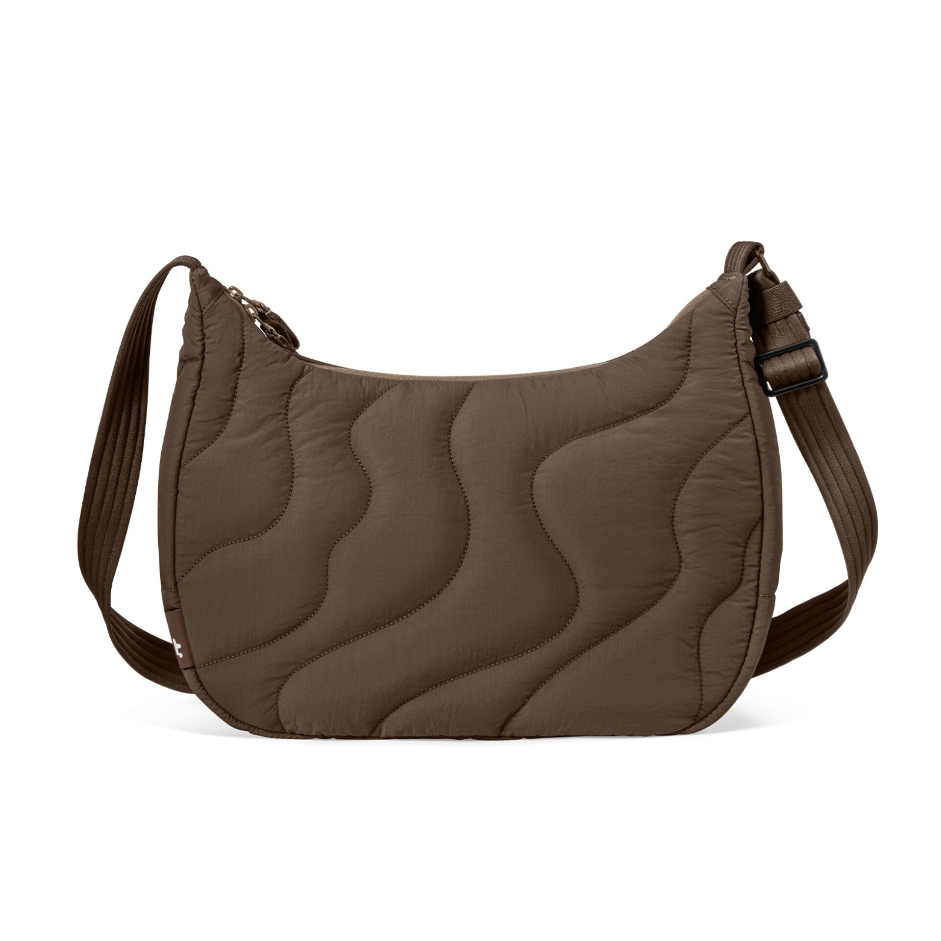Umhängetasche, Quiltung, Kürze Schultertasche, Reißverschluss, Braun