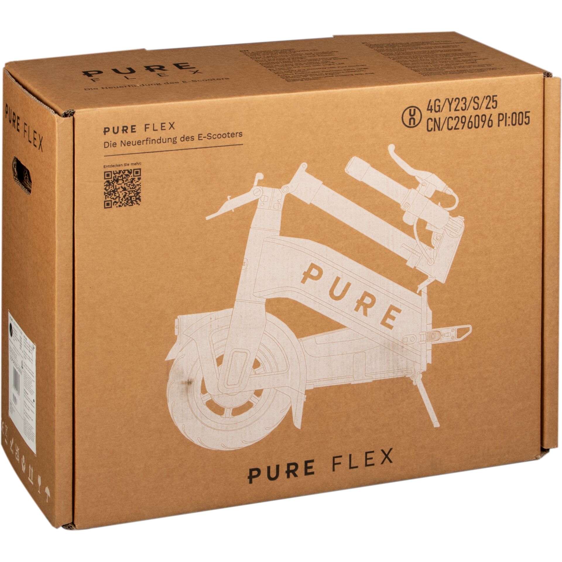 E-Scooter, Faltbares Zubehör, Boxverpackung, Pure Flex, Karbonbraun