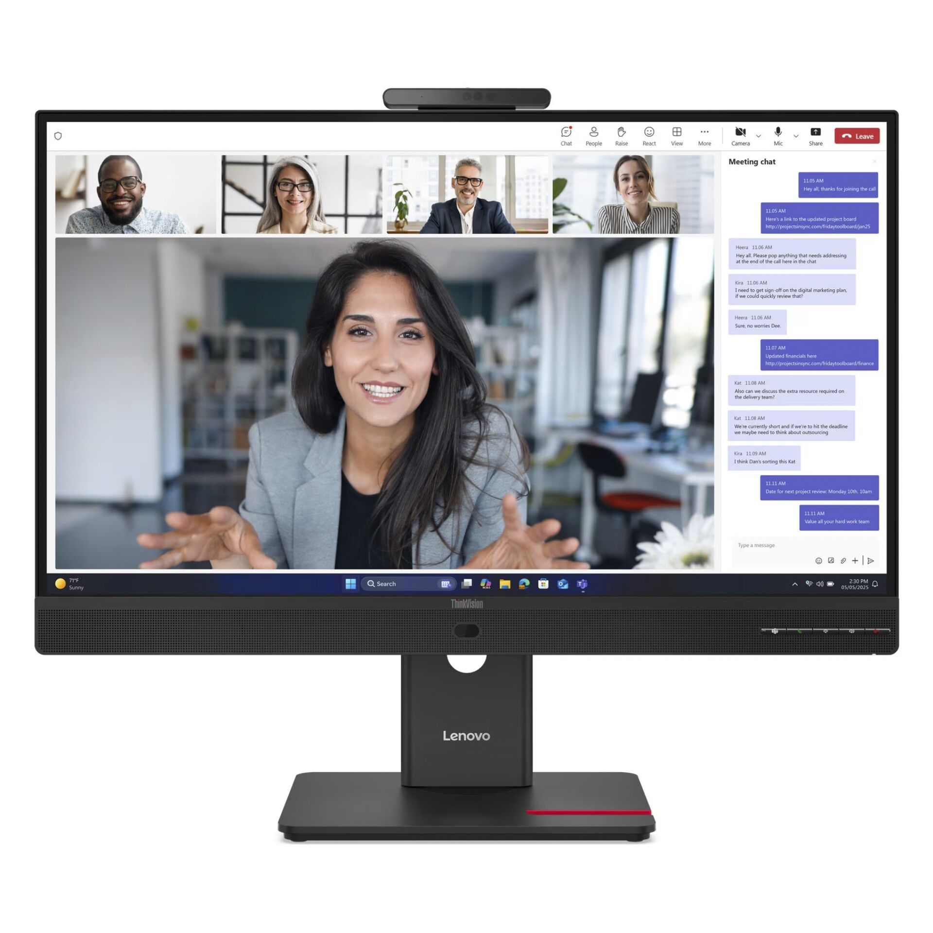 All-in-one, Video call, PC monitor, Built-in webcam, Schwarz/Grau